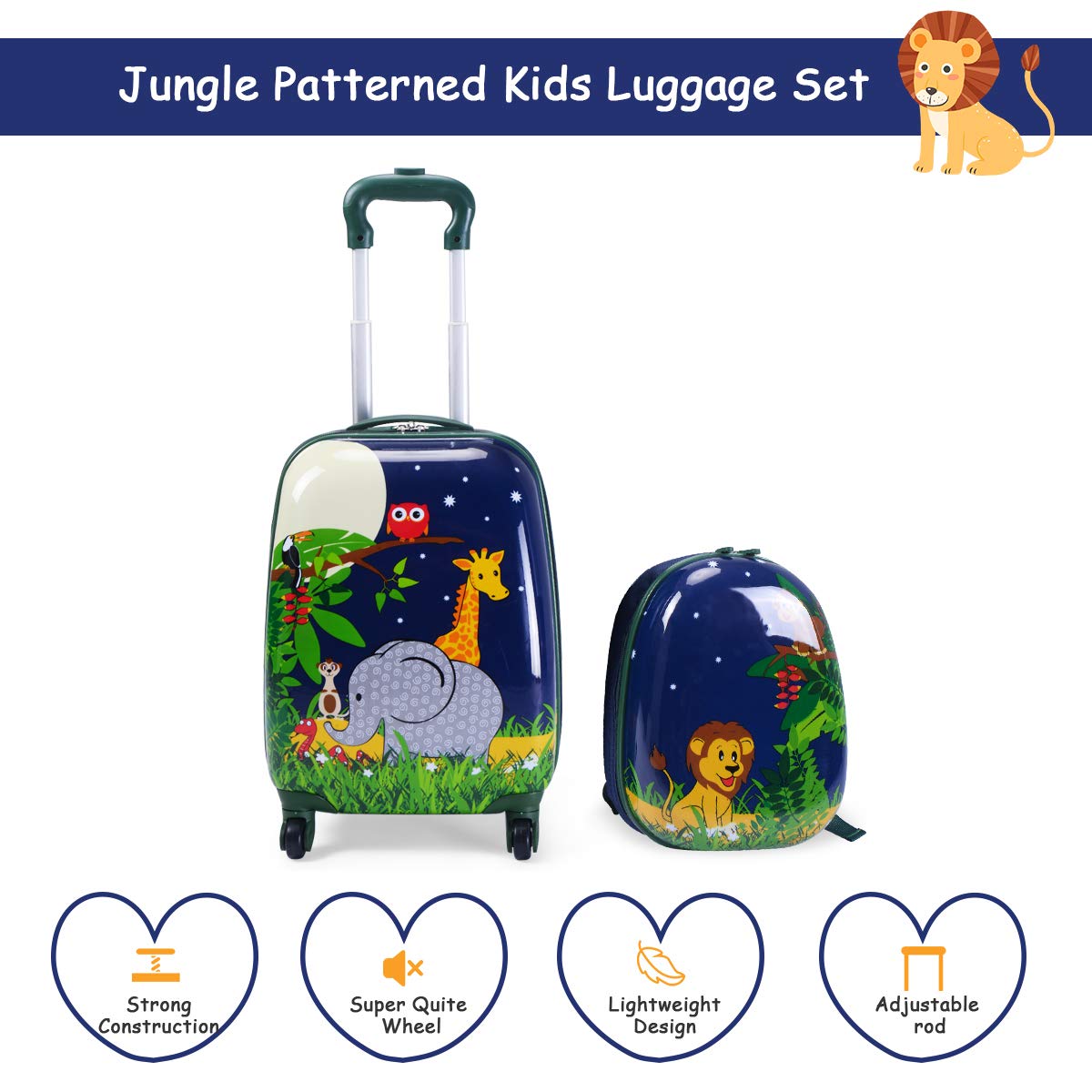 GYMAX Kids Carry On Luggage Set - 12