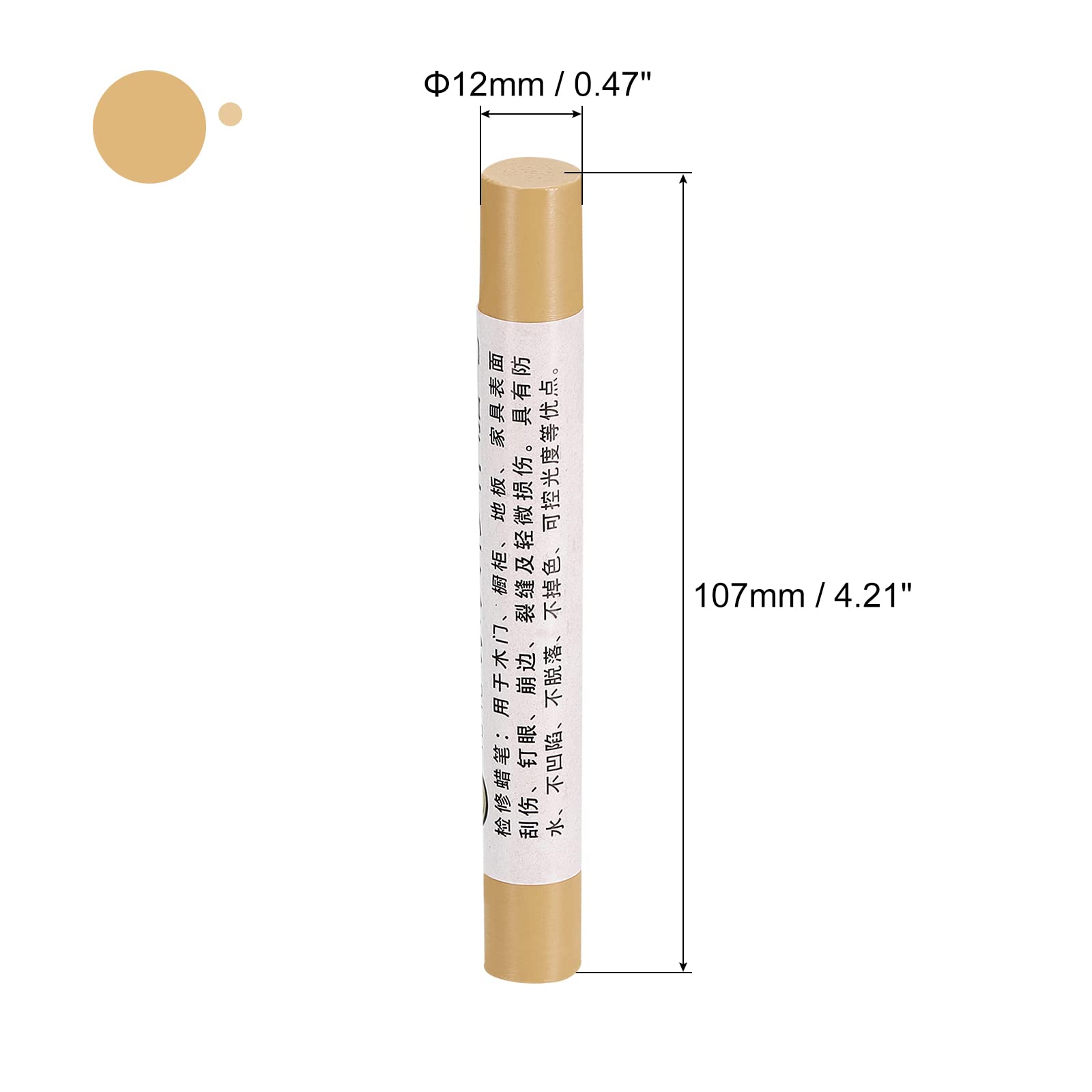 5Pcs Wood Wax Filler Sticks - Furniture Repair Crayons for Scratches & Holes on Tables, Desks & Wooden Floors | Mineral Yellow Color | DIY Home Improvement & Office Furniture Maintenance