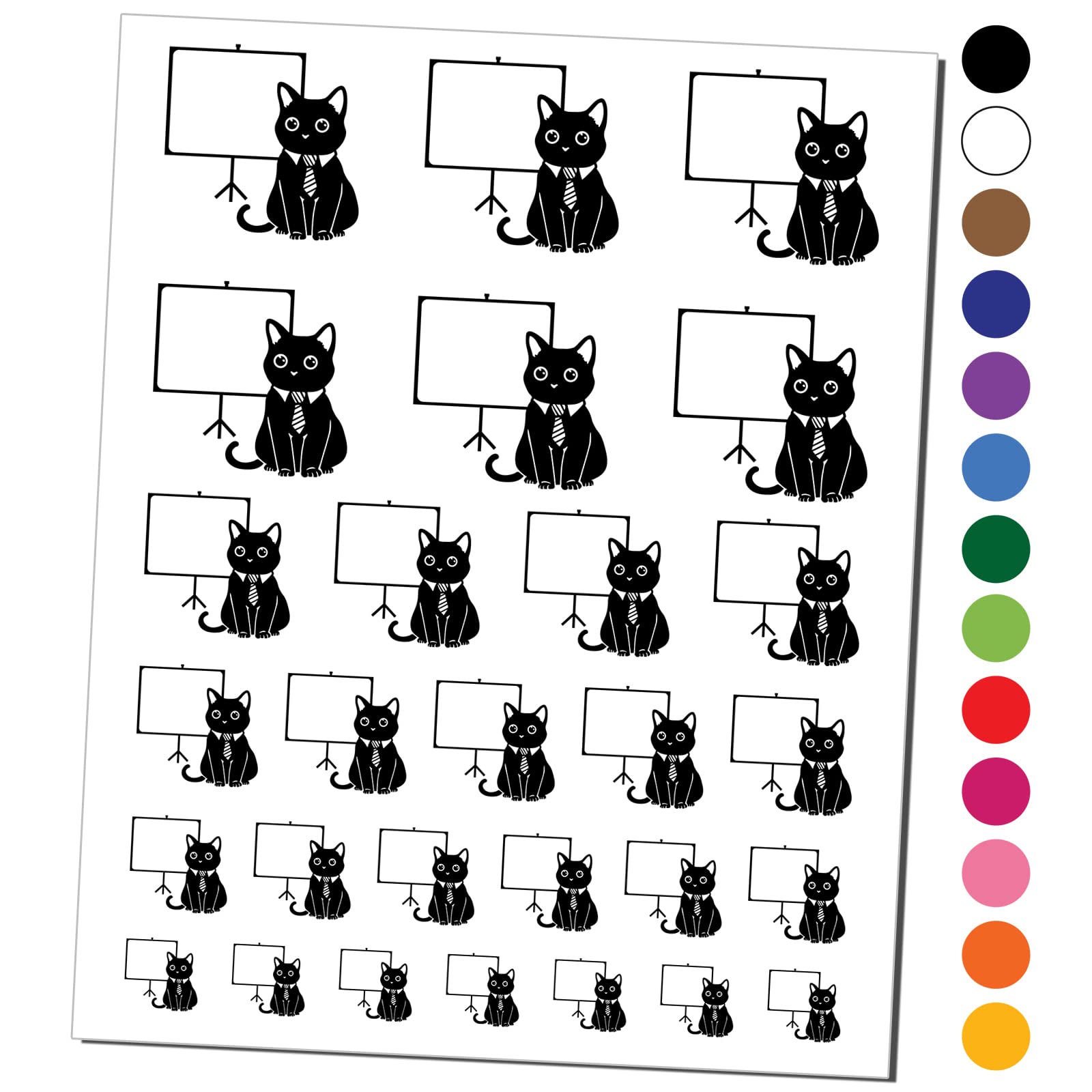Business Cat Temporary Tattoo Set - Waterproof Fake Body Art with Blank Presentation Board - Black (1 Sheet) for Office Humor, Work Gifts & Fun Presentations