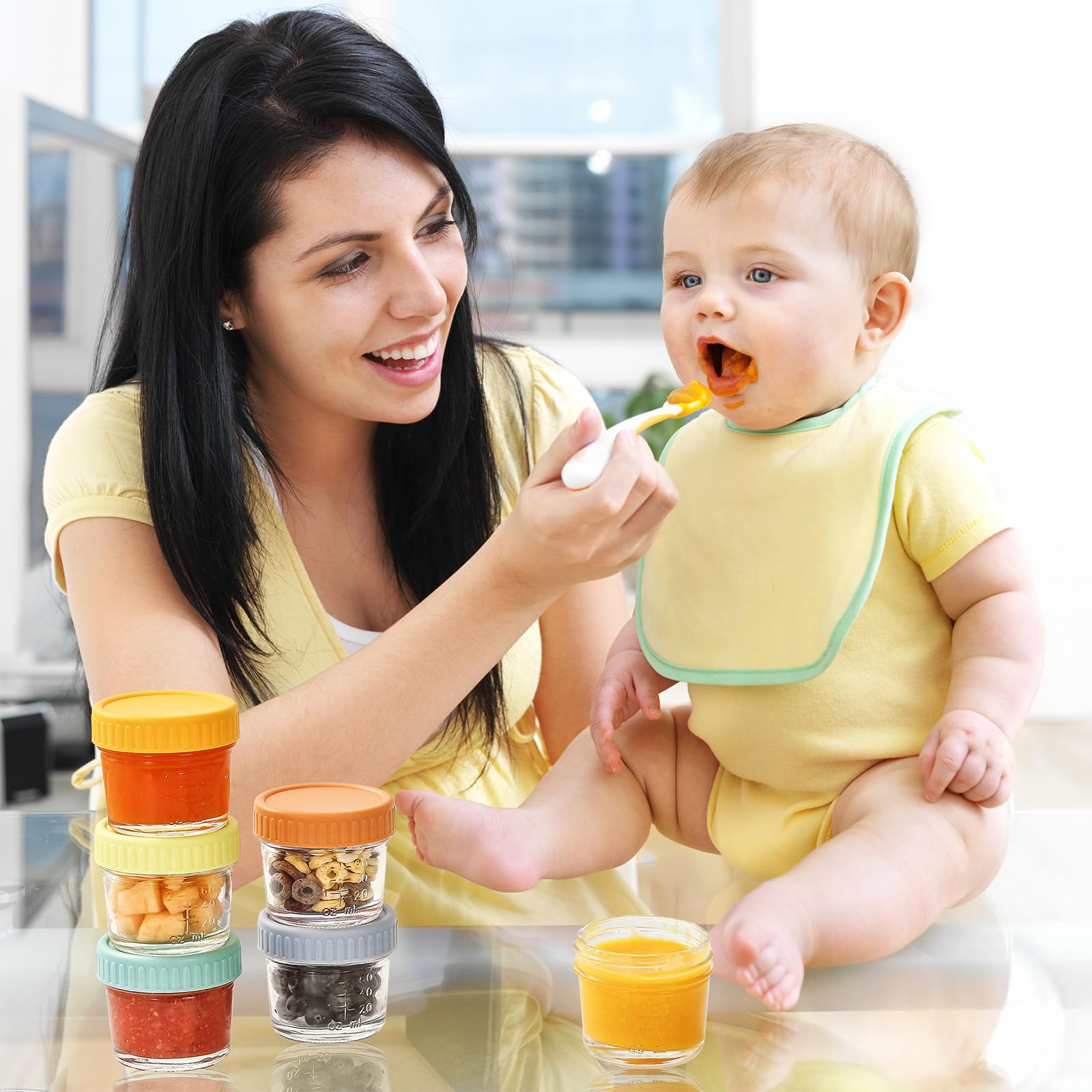 DRKIO 20-Pack 4oz Glass Baby Food Storage Containers with Lids - BPA Free, Microwave, Dishwasher & Freezer Safe, 100% Leak-Proof - Perfect for Homemade Baby Puree, Meal Prep, Snack Storage & On-the-Go Feeding