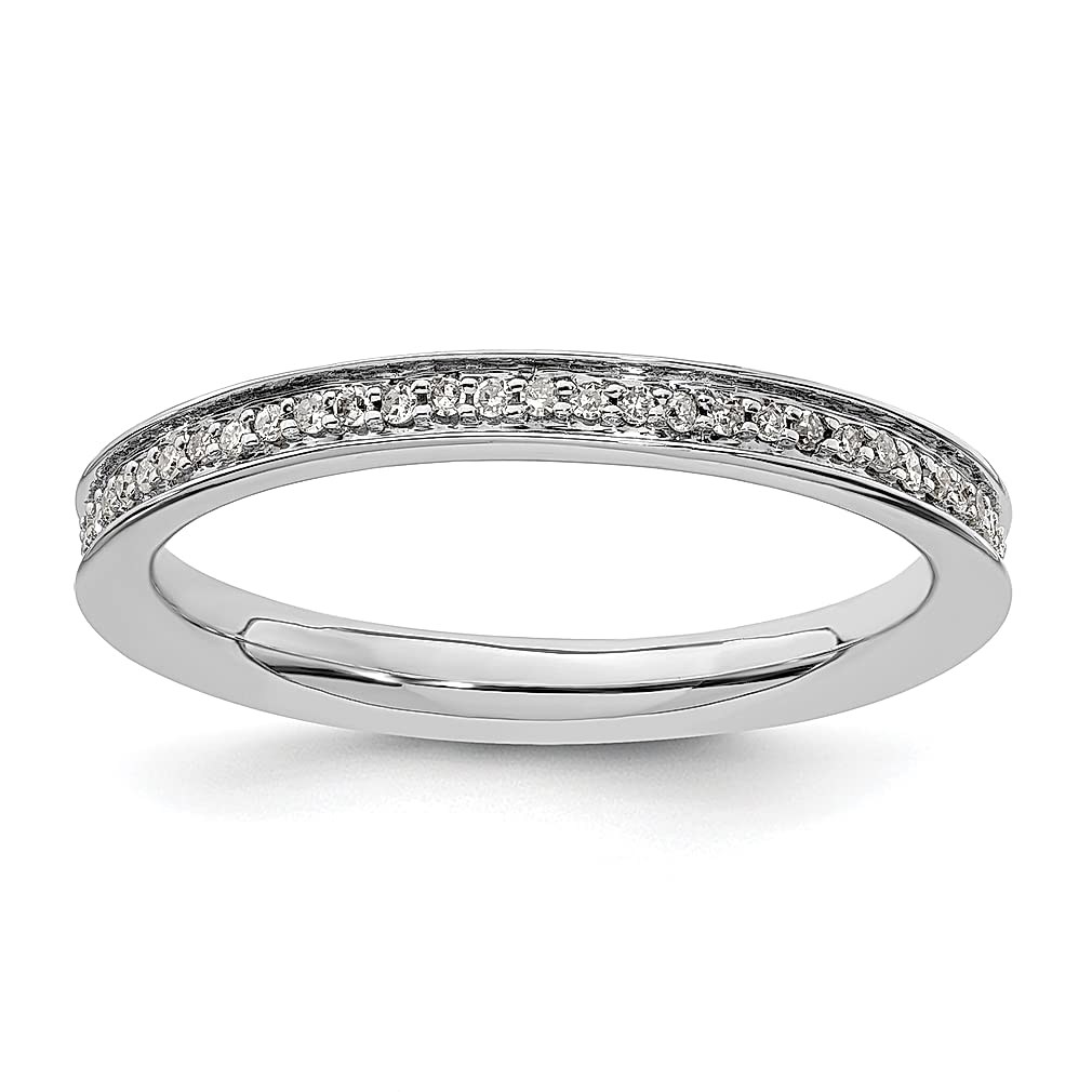 925 Sterling Silver Diamond Band Ring for Women - Stackable Wedding Ring, Classic Fine Jewelry Gift for Her - Perfect for Anniversaries, Engagements & Everyday Elegance
