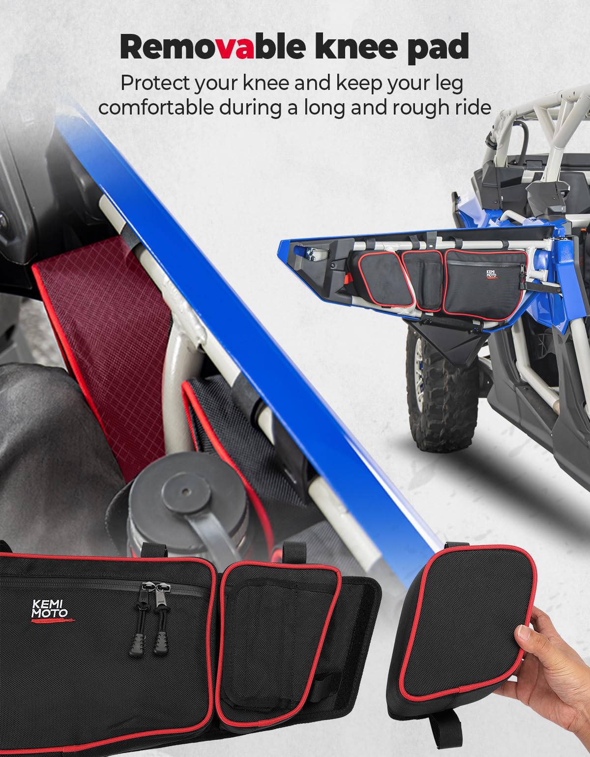 KEMIMOTO X3 UTV Door Storage Bags - Compatible with Can-Am Maverick X3 Max 2017-2024 Models - Front & Rear Upper Door Organizer Accessories (4-Pack, Red) - Perfect for Off-Road Gear Organization & Adventure Trips