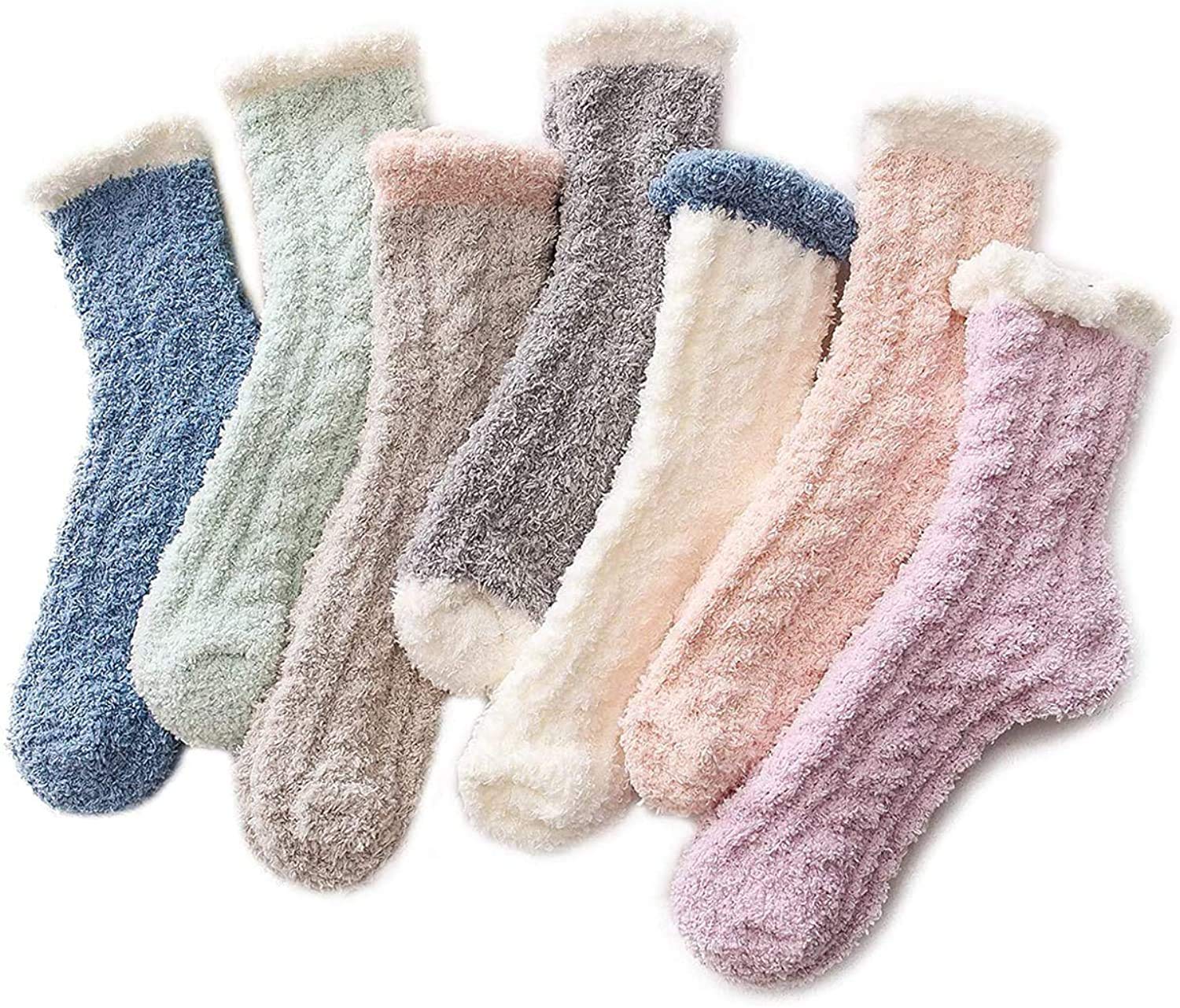Women's Fuzzy Warm Slipper Socks - Ultra Soft Microfiber Cozy Sleeping Socks for Winter (5 or 6 Pairs) - Perfect for Home, Lounge & Cold Nights