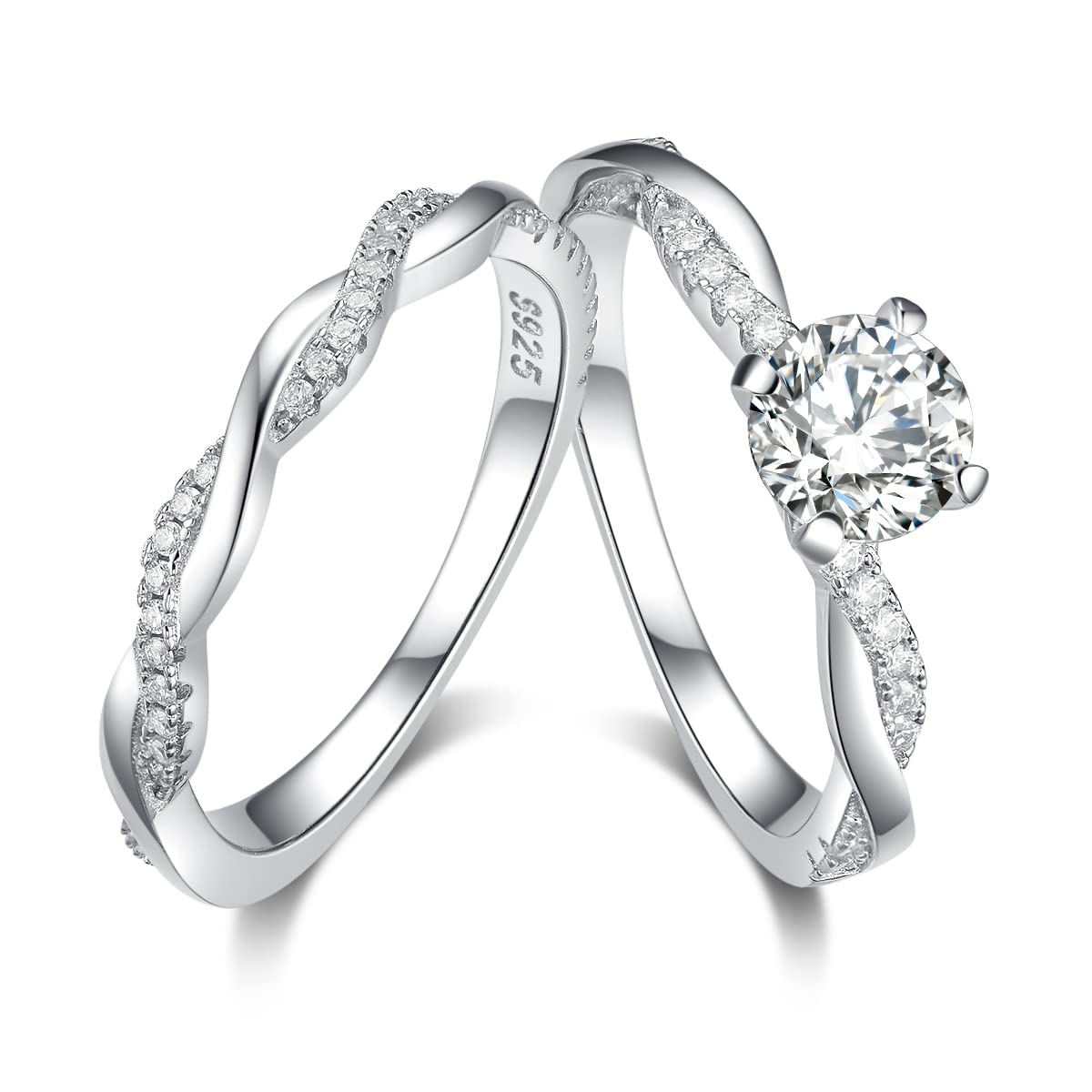 1.2CT Round Moissanite Engagement Ring for Women - 925 Sterling Silver Wedding Band Set, Promise Ring, Size 4.5-11 - Perfect for Proposals, Anniversaries & Bridal Jewelry Gifts