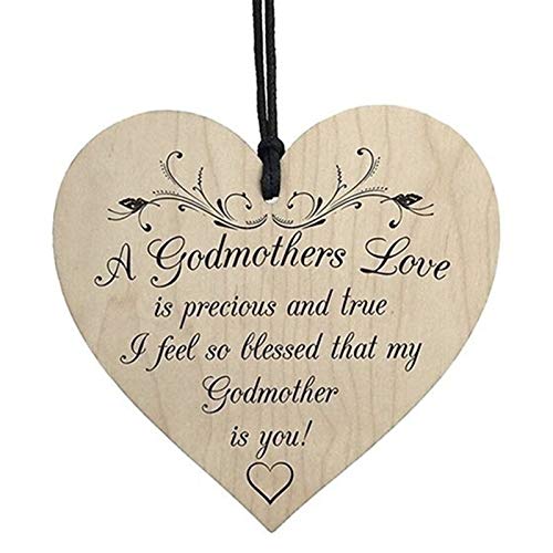 Handmade Wooden Heart Love Sign Mum Plaque - DIY062291 Home Decor for Godmothers | Perfect Gift for Birthday, Christmas, Thanksgiving, Easter & Mother's Day | Rustic Metal Charm for Wall Decor & Craft Room
