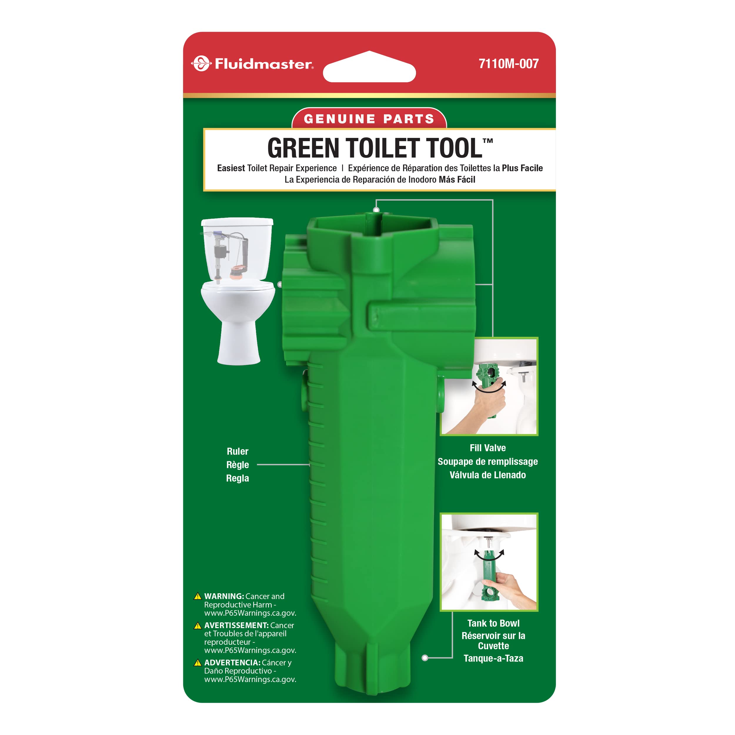 Fluidmaster Universal Toilet Repair Tool - Easy Install & Uninstall Kit for Toilet Tank Flapper, Fill Valve & Gasket Replacement - Perfect for Home DIY Plumbing Fixes