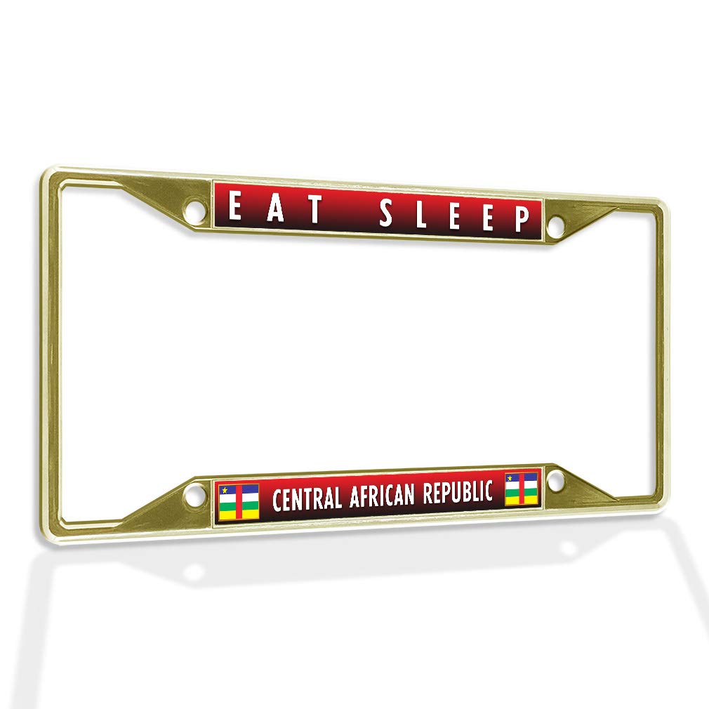 Premium Metal License Plate Frame with Solid Insert - Gold 4-Hole Design | Weatherproof Car Accessory for Central African Republic | Perfect for Car Enthusiasts & Vehicle Customization