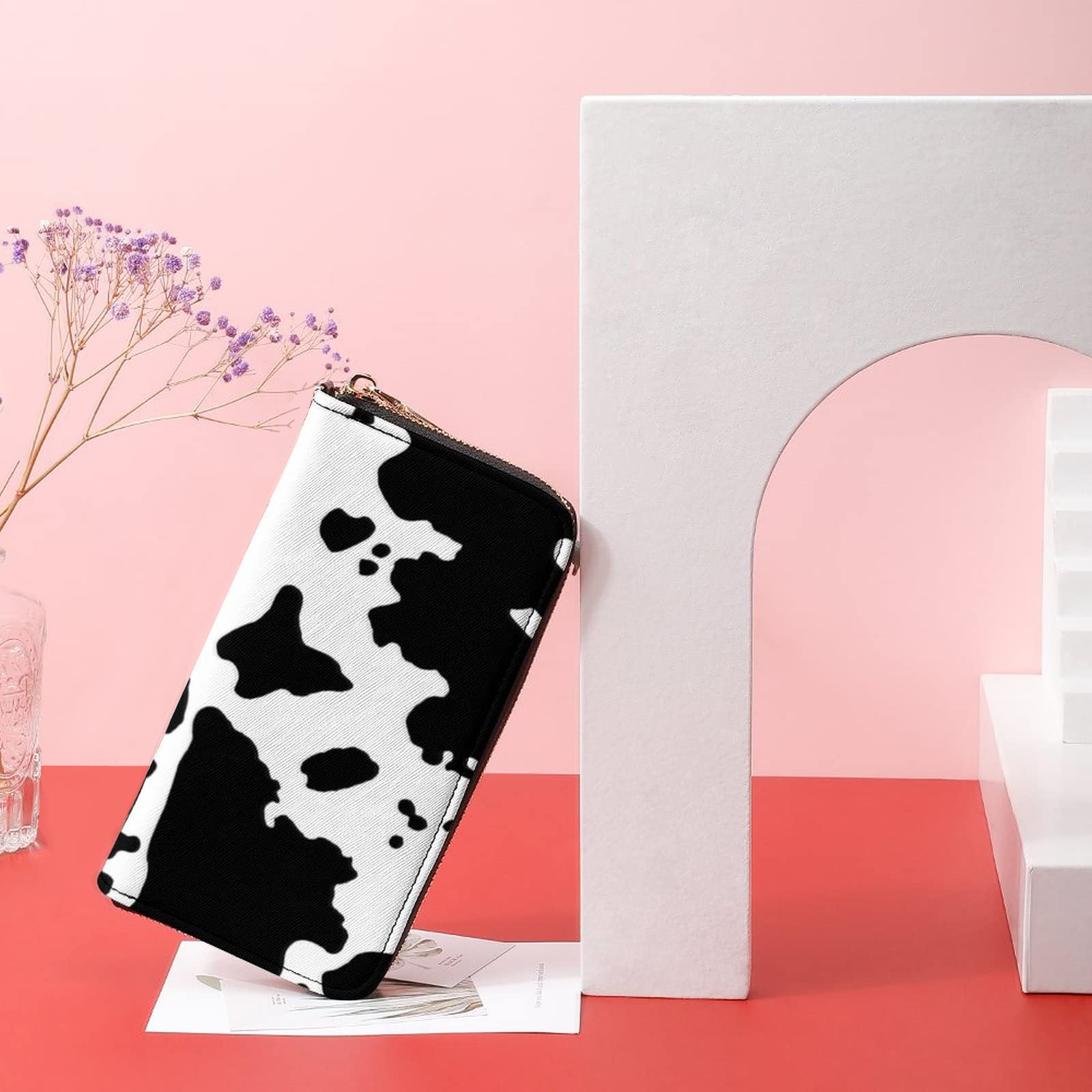 Cow Print Wallet for Women - PU Leather Phone & Credit Card Holder - Stylish Cow Print Purse for Everyday Use, Travel, and Shopping
