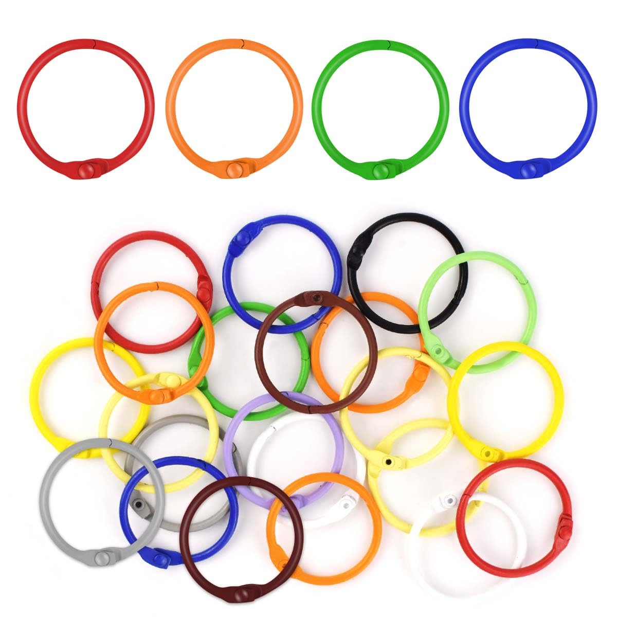 20 Pack 1 Inch Metal Loose Leaf Binder Rings for Books, Notebooks & Index Cards - Durable Book Rings for Office, School & Home Use - Colorful Binder Rings for Organizing Documents, Keychains & Paper Files