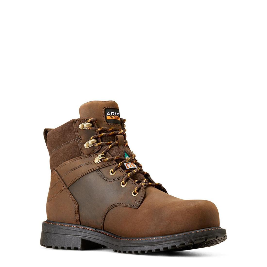 RigTEK 6 Inch Composite Toe CSA Certified Waterproof Work Boots for Men - Oil & Slip Resistant, Distressed Brown - Ideal for Construction, Warehouse & Outdoor Jobs