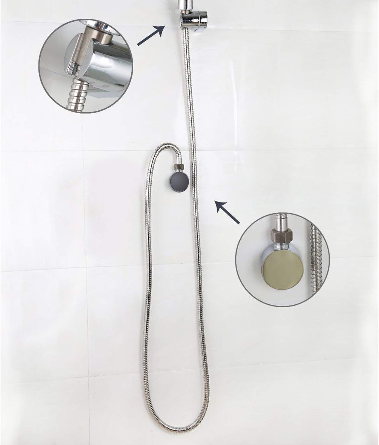 Jagger Chromed Stainless Steel Double-Buckle Flexible Shower Hose - 1.5M Hand Shower Tube with Health Faucet for Bathroom & Spa | Durable, Leak-Proof & Adjustable for Relaxing Showers