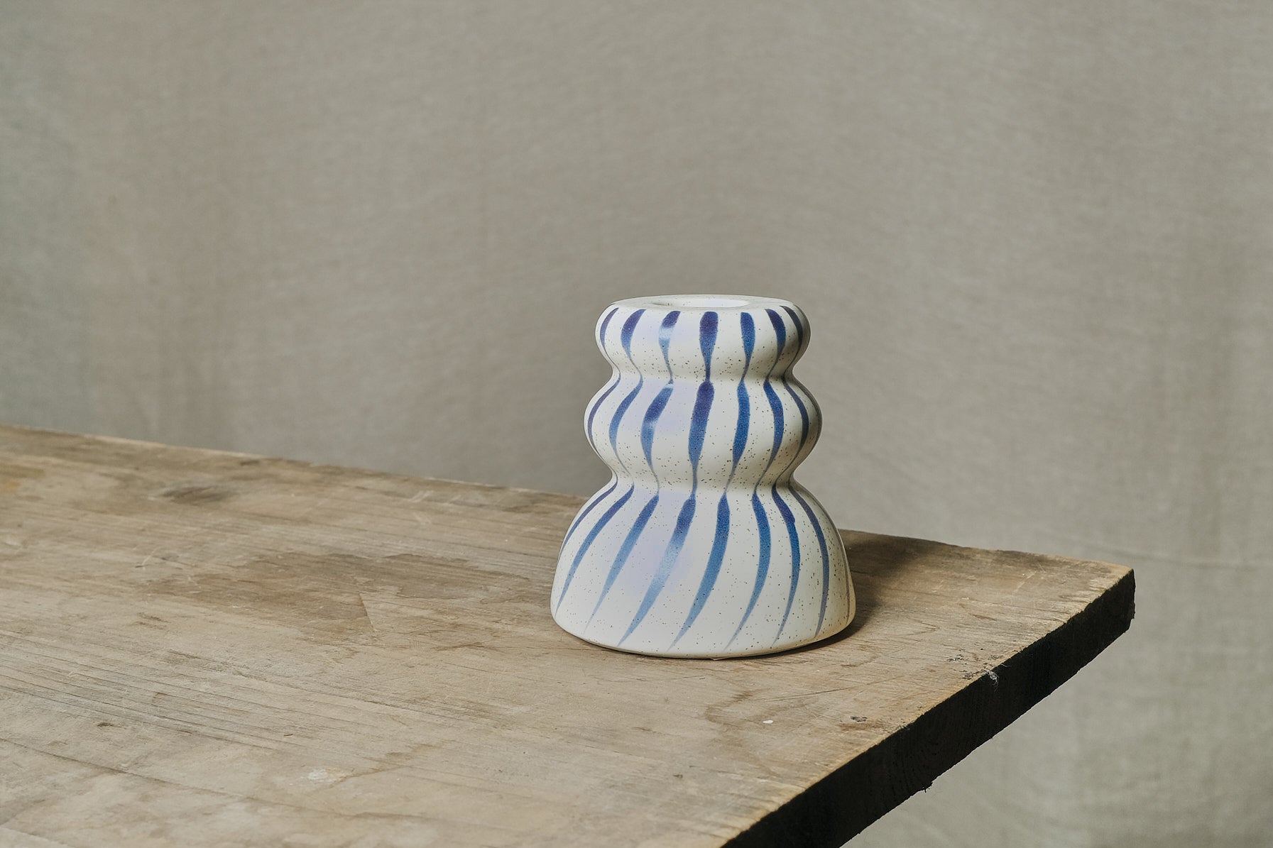 Blue Striped Ceramic Candlestick Holder - Elegant Home Decor for Dining Table, Wedding Centerpiece & Romantic Ambiance