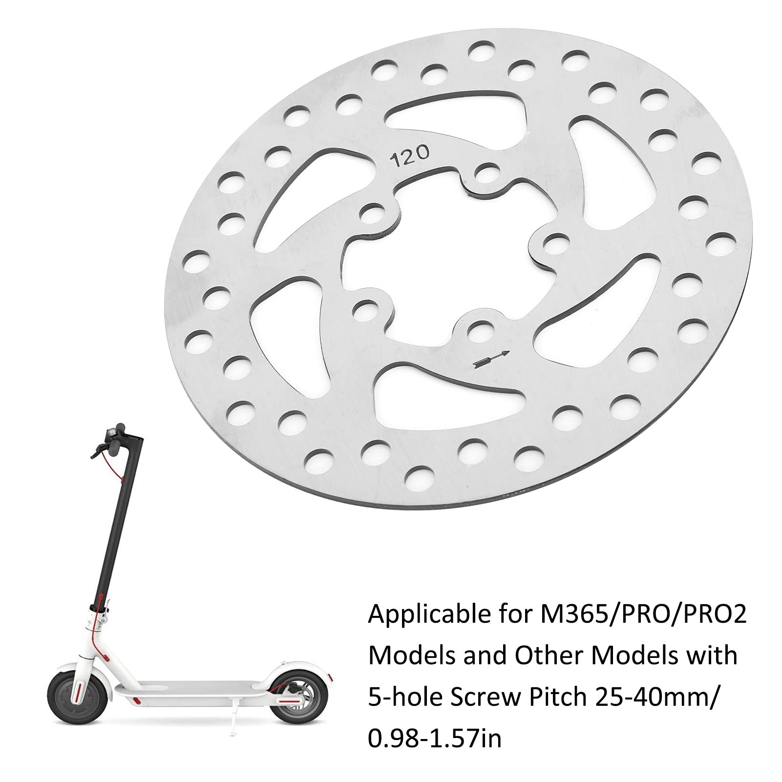 120mm Stainless Steel Bike Disc Brake Rotor - Compatible with M36 PRO & PRO2 Electric Scooters - High Performance Braking System for Bicycles & E-Scooters - Perfect for Commuting, Urban Riding & Off-Road Adventures