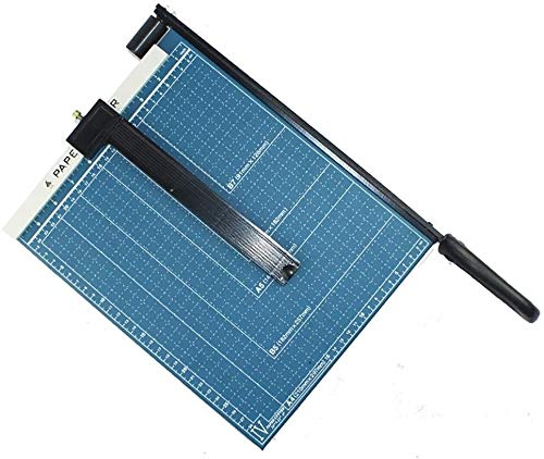 Premium Guillotine Paper Cutter - Heavy Duty Metal A4 Trimmer with Automatic Safety Guard | Portable Scrapbooking Tool for Office, School & Craft Projects (Blue)
