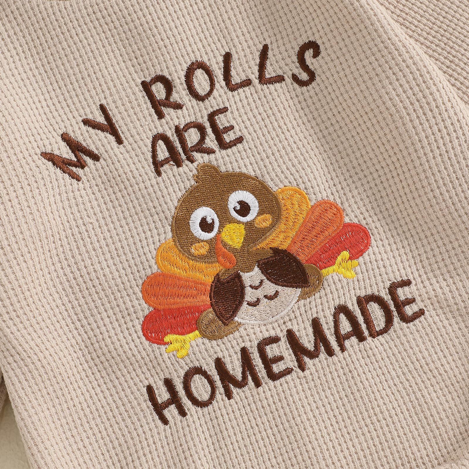 Omkzanbi Thanksgiving Baby Outfit - Neutral Fall Jumpsuit for Boys & Girls | Turkey Bubble Romper & Homemade Waffle Bodysuit | Perfect for Family Gatherings, Photo Shoots & Holiday Celebrations