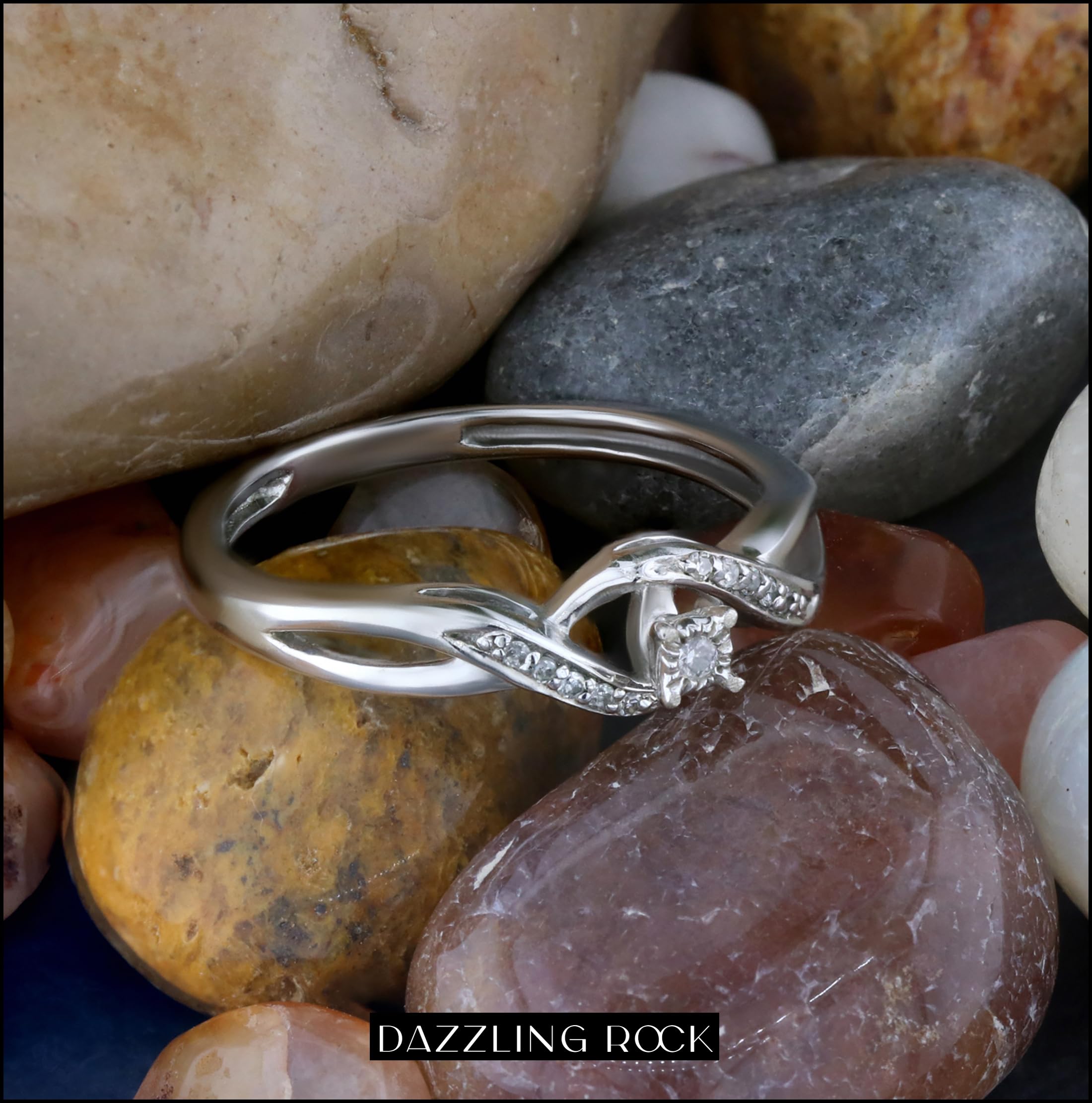 0.06ct Round Diamond Promise Ring for Women - Sterling Silver Size 5.5 - Elegant Crossover Swirl Bridal Ring - Perfect for Engagement, Anniversary & Romantic Gifts