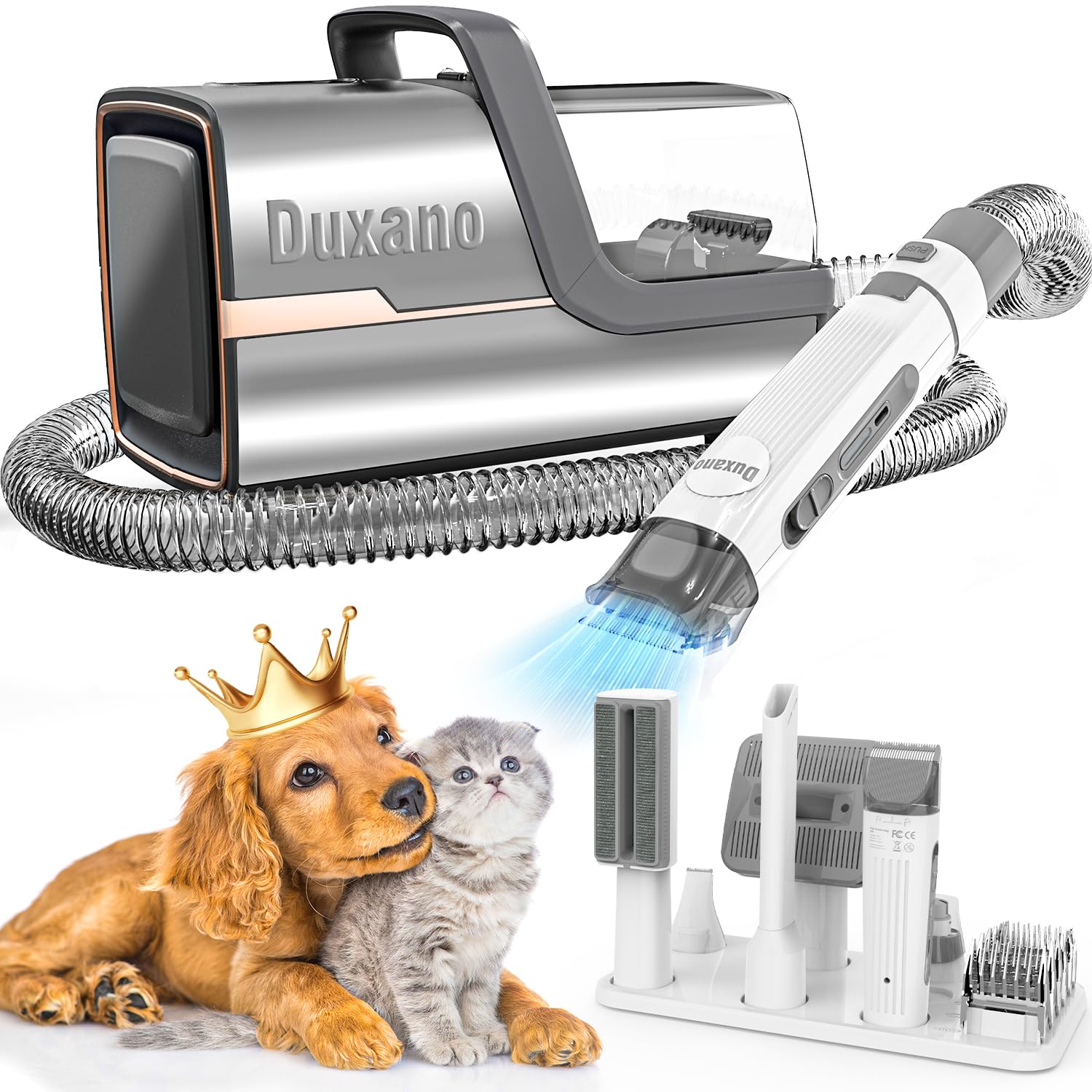 Professional Dog Grooming Kit with 15000Pa Powerful Vacuum - Pet Hair Remover, Clippers, Brush & Nail Grinder - Stainless Steel Tools for Home Pet Care - Perfect for Shedding Control & Daily Grooming