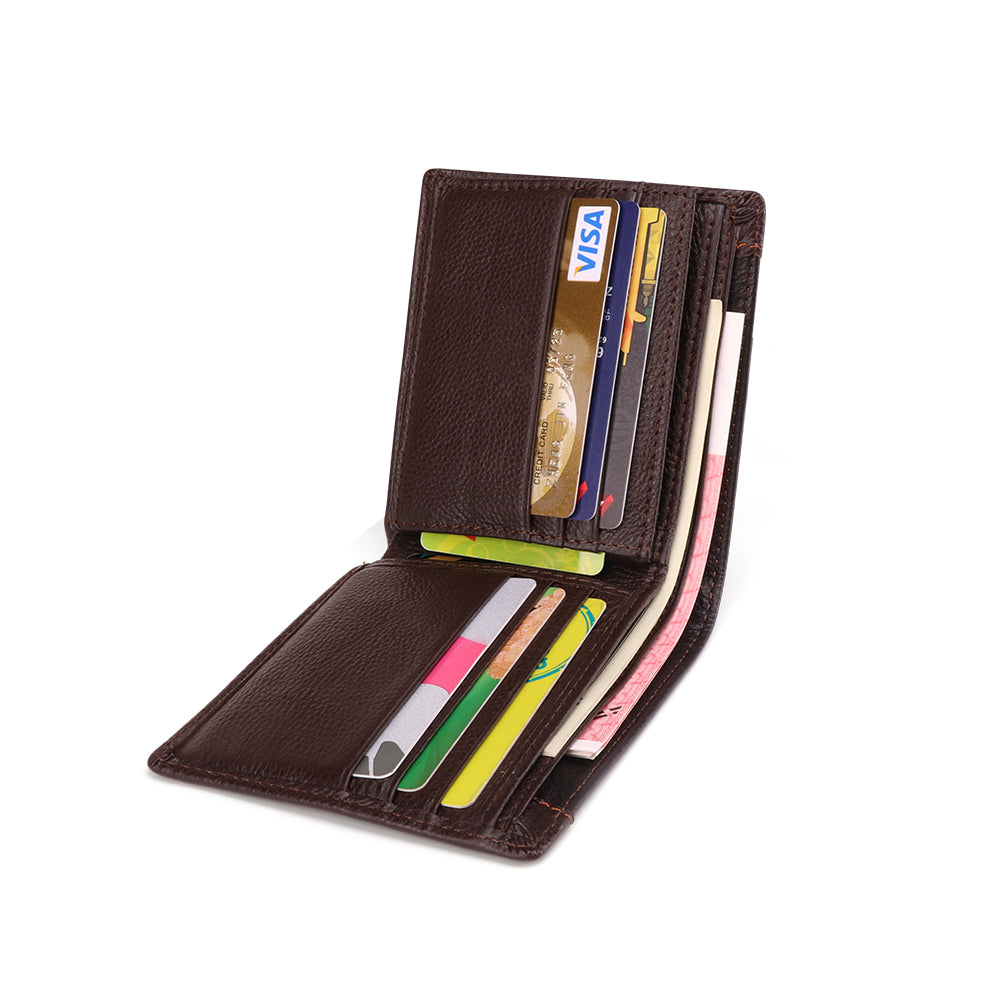 Slim Genuine Leather Men's Wallet - RFID Blocking Bifold Wallet for Men - Minimalist & Lightweight - Perfect for Everyday Carry, Travel & Business Use