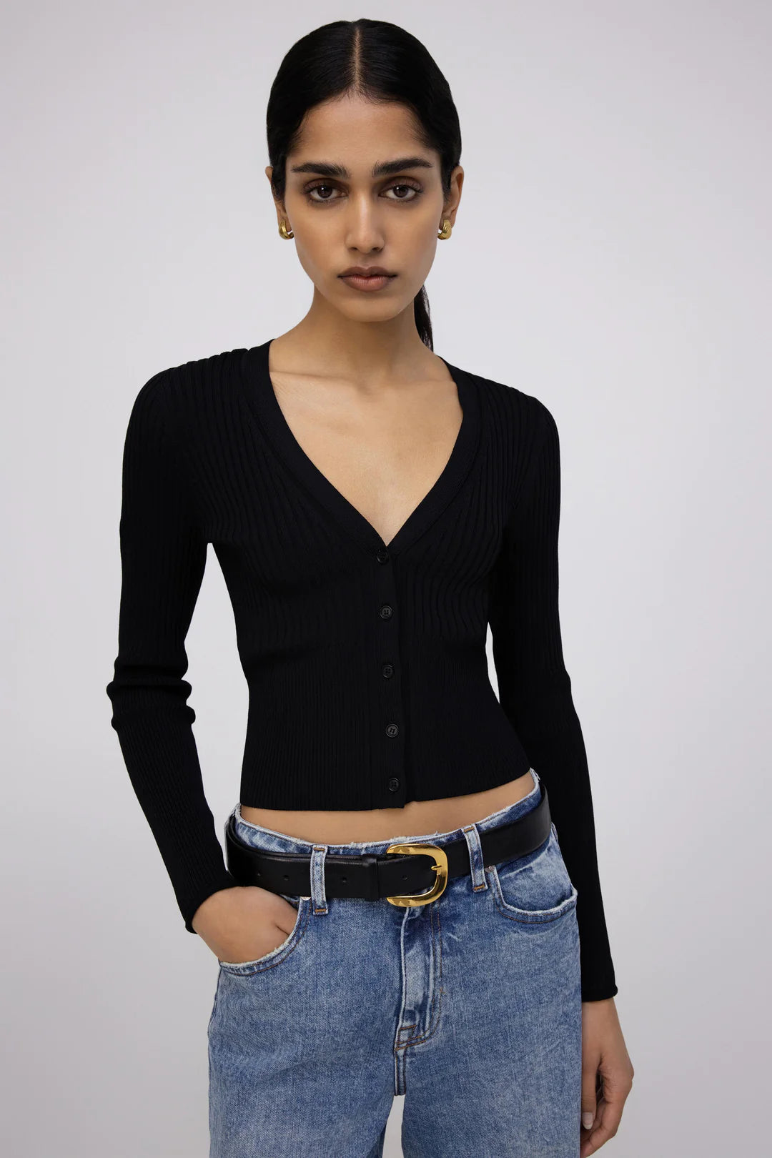 Ailany Women's Black Cardigan Sweater - Lightweight Knit Open Front Long Sleeve Wrap Cover Up for Fall & Winter - Perfect for Office, Date Night and Casual Outfits