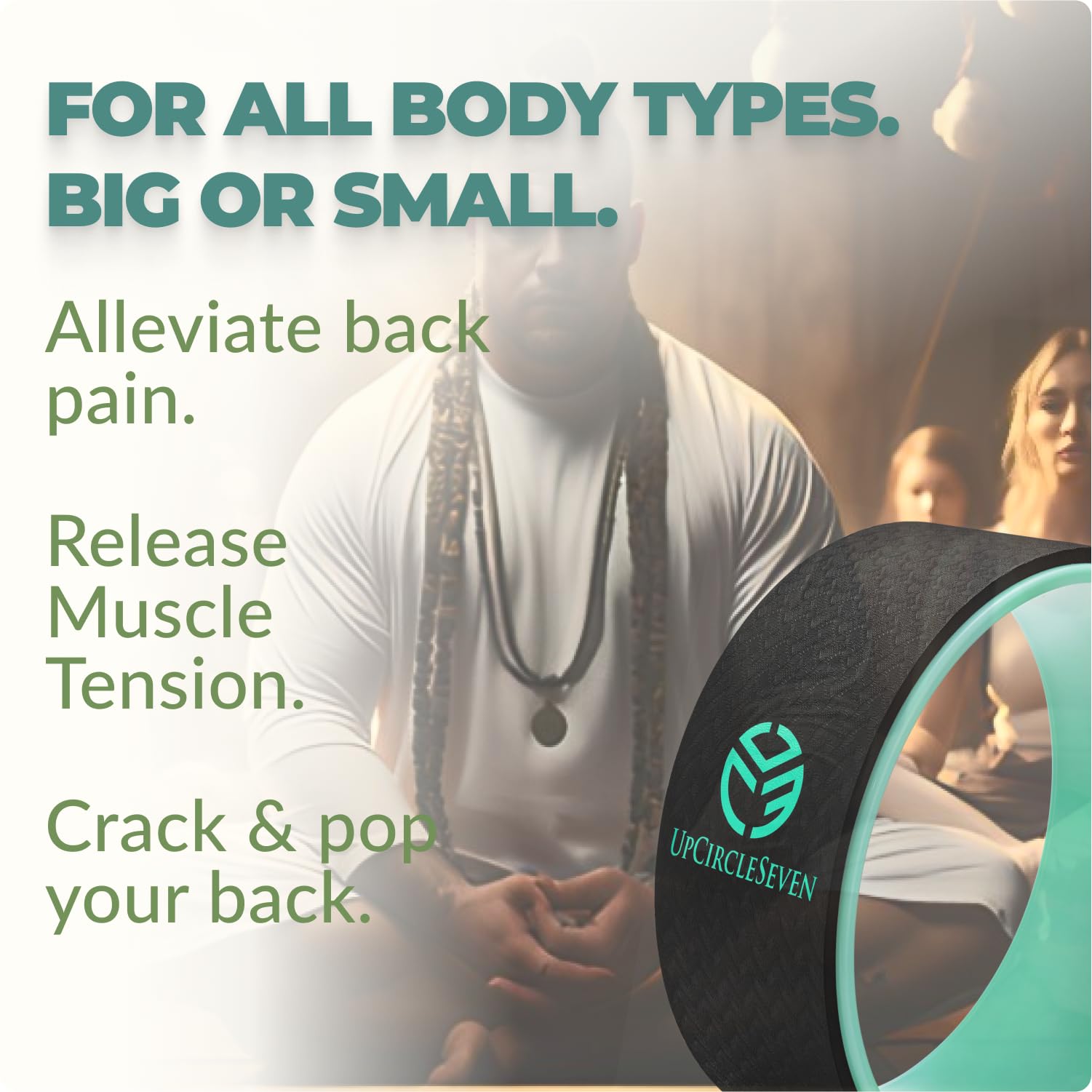 UpCircleSeven Back Roller & Yoga Wheel for Pain Relief - Therapeutic Spine Stretcher for Lower & Upper Back Stiffness - Improve Mobility, Flexibility & Posture Alignment - Perfect for Yoga, Pilates & Home Workouts