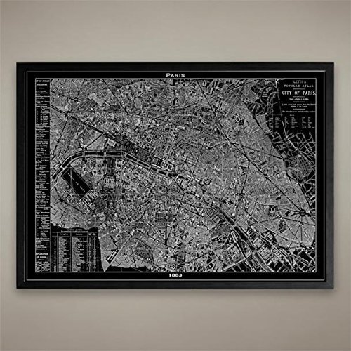 Paris Map Print Wall Art - Home & Office Decor for Living Room