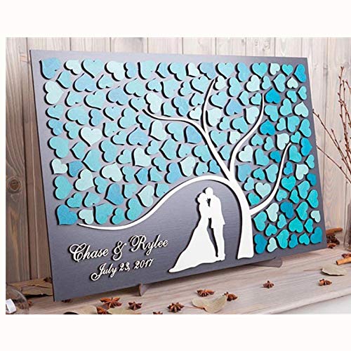 Personalized 3D Wooden Tree of Hearts Wedding Guest Book Alternative - Unique Wedding Guestbook & Tree of Life Keepsake Gift - Perfect for Wedding Decor, Anniversary Gifts & Bridal Shower Favors