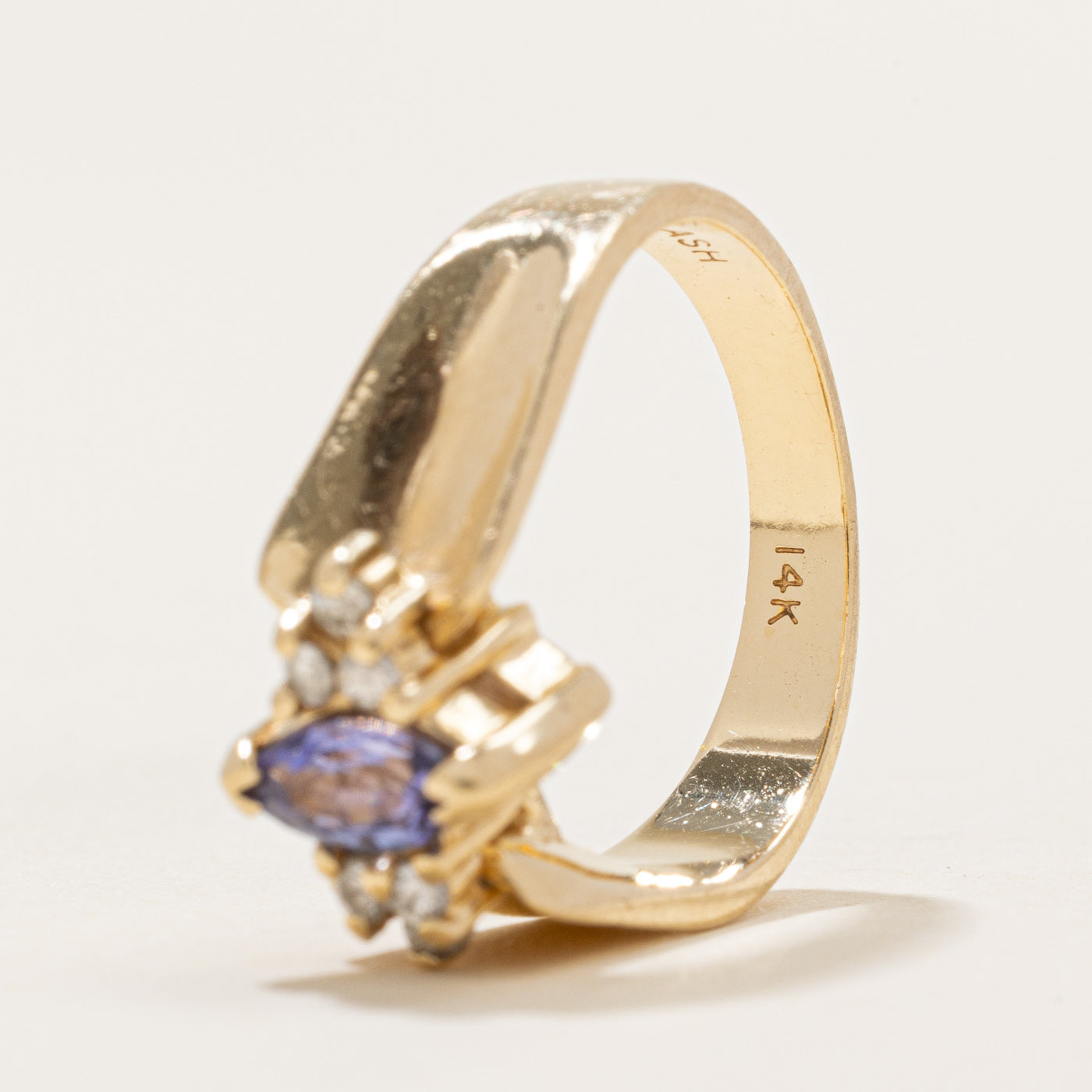 Exquisite Marquise Cut Tanzanite & Diamond Accented Ring | 0.25ct Tanzanite & 0.10ctw Diamonds | Size 5.5 | Elegant Engagement, Anniversary Gift for Her | Perfect for Special Occasions & Evening Events