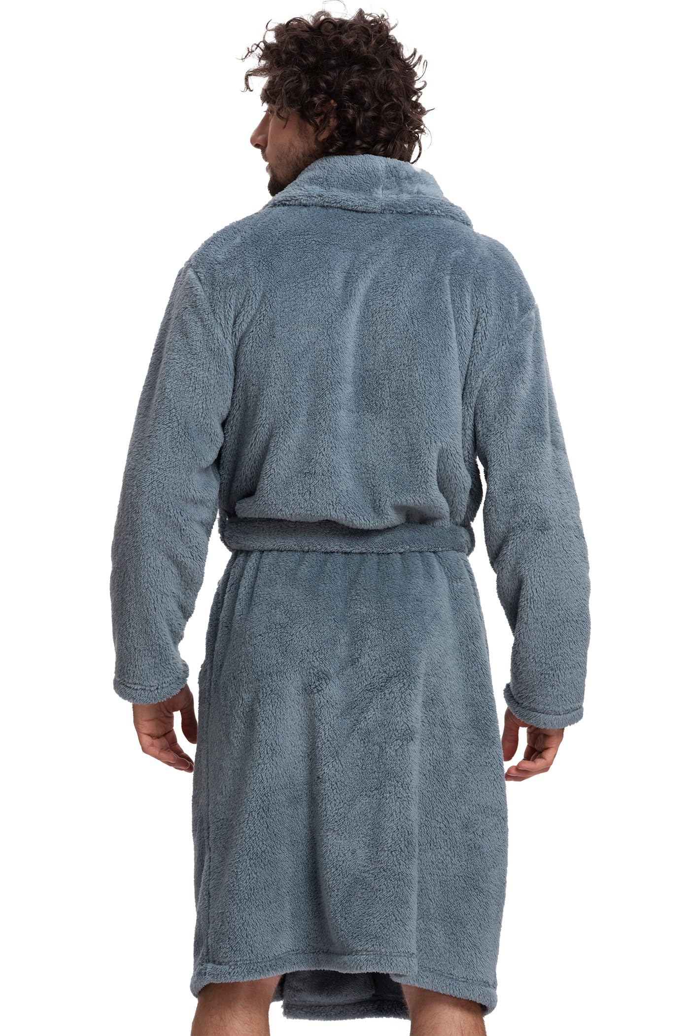 Mad Dog Men's Fleece Sherpa Robe - Soft Fluffy Bathrobe for Men, Lightweight Full Length Winter Robe, Cozy House Coat for Lounging, Spa Days & Cold Weather Comfort