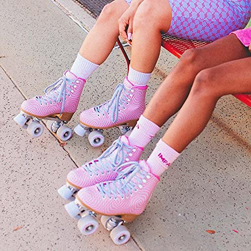 Impala Sidewalk Skates - Wavy Check Roller Skates for Women & Men - Outdoor & Indoor Skating, Rink, Fitness, Street Style - Quad Roller Skates with Comfortable Boot & Durable Wheels
