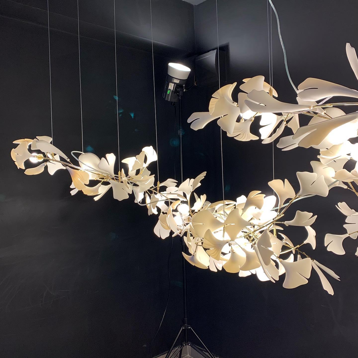 Elegant Ginkgo Leaf Chandelier - Modern Crystal Ceiling Light Fixture for Dining Room, Living Room & Bedroom | Perfect for Home Decor & Wedding Venue Lighting