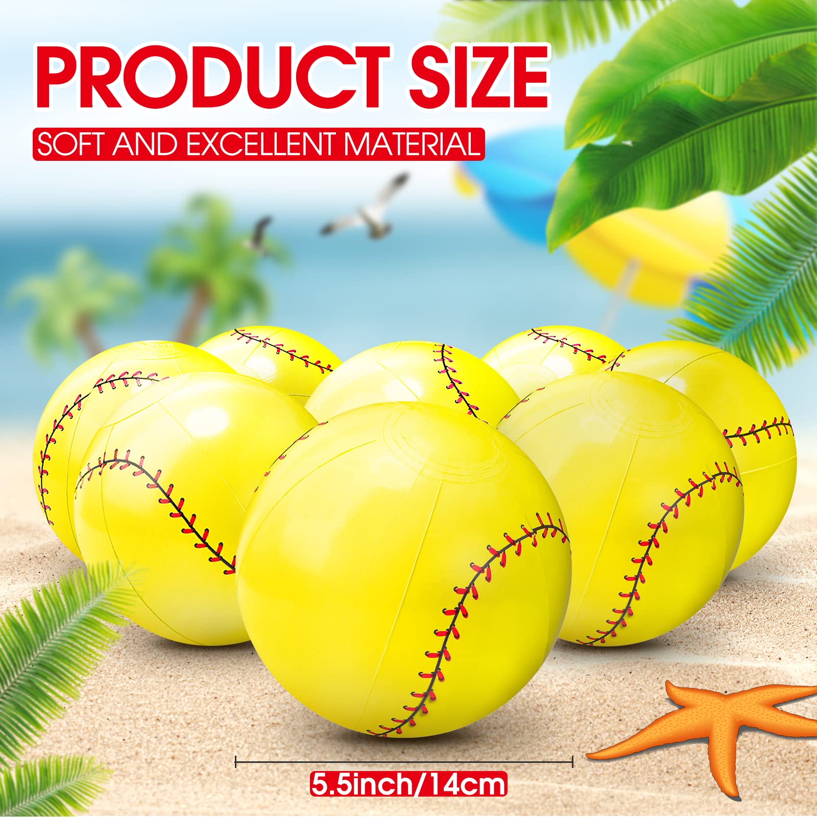 24 Pcs 5.5'' Inflatable Baseball Beach Balls - Fun Pool Party Favors, Summer Water Games, Sports Day Activities for Kids & Adults - Perfect for Beach, Pool, Backyard, Birthday Parties & Outdoor Events