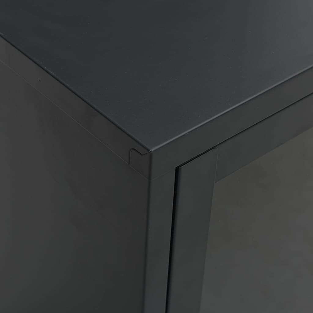 Modern Black TV Stand Cabinet - Sturdy Steel & Glass Construction with Adjustable Shelf - Spacious Storage for Living Room, Bedroom, Home Theater - Easy to Assemble & Clean