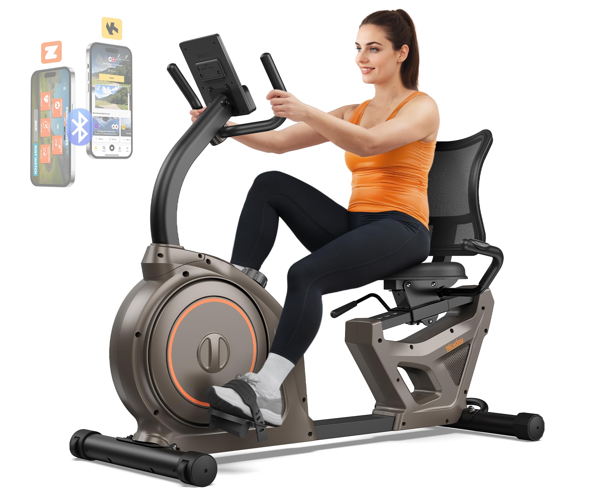 Niceday Recumbent Exercise Bike for Home - 400LBS Weight Capacity, Magnetic Resistance with Smart APP & LCD Monitor, Heart Rate Sensors - Perfect for Seniors, Physical Therapy & Low-Impact Cardio Workouts