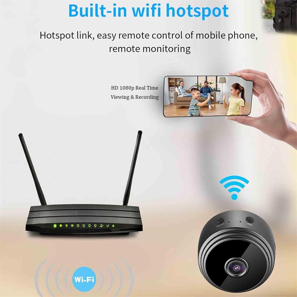 Qiamia Vista Focus Magnetic Mini Security Camera 4 Pack - 2024 New 360° Wireless WiFi HD 1080p Indoor/Outdoor Surveillance - Perfect for Home, Office, Baby Monitor & Pet Monitoring