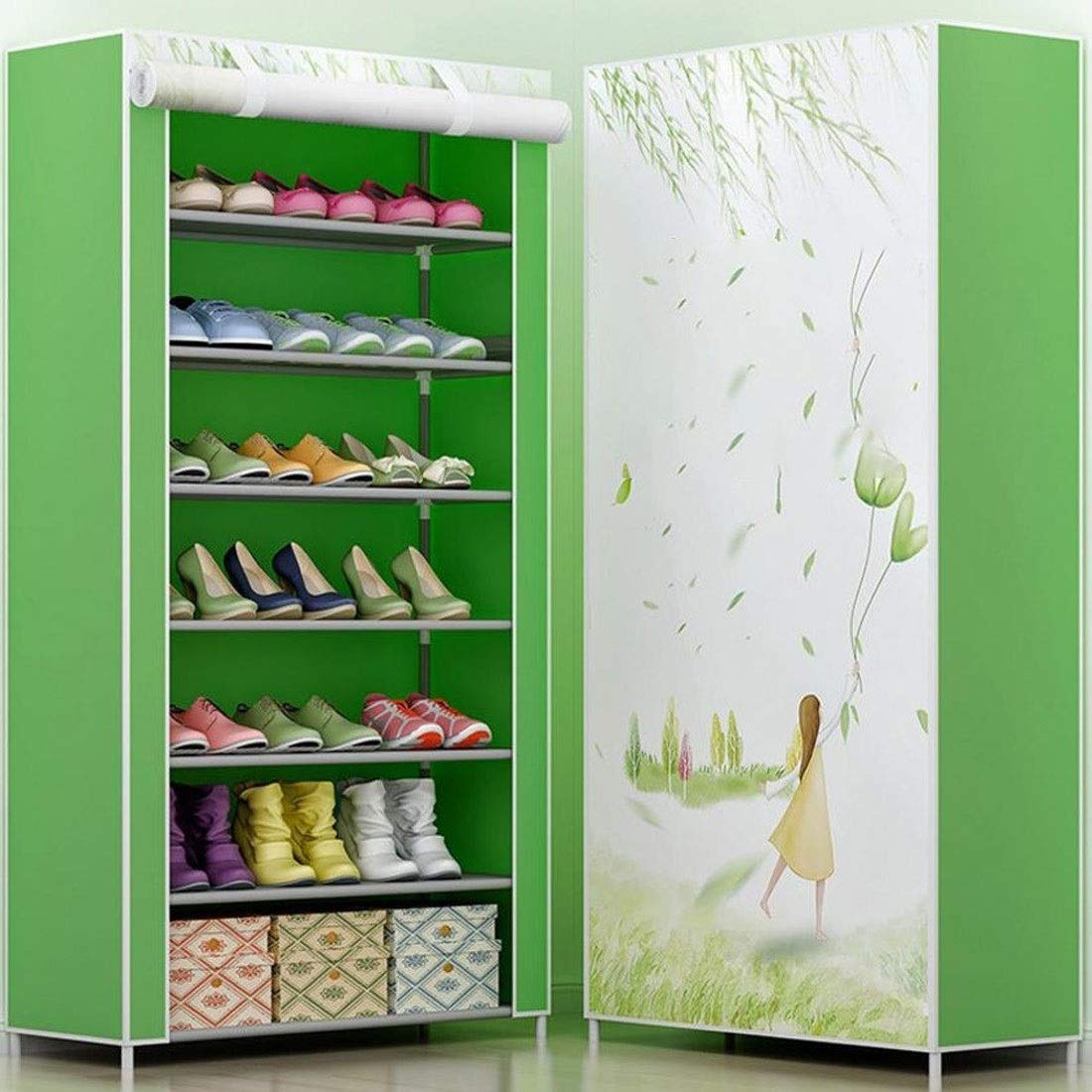 7-Tier Adjustable Shoe Rack Organizer for Closets - Non-Woven Fabric Shoe Storage Cabinet Holds 21 Pairs - Easy Assembly Standing Shelf (Green) | Perfect for Entryway, Bedroom & Closet Organization