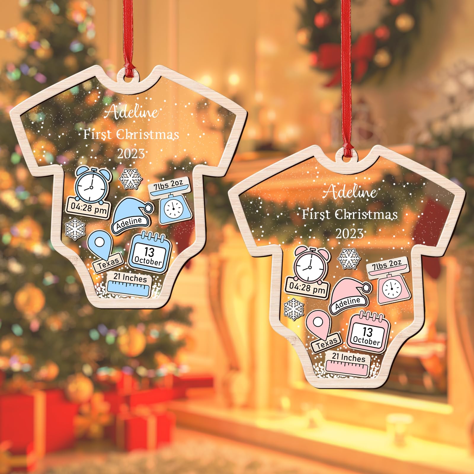 Personalized Baby's First Christmas Ornament 2023 - Custom Name Keepsake Gift for Newborn Baby Girl or Boy - Perfect for Baby's First Christmas Tree Decoration & Holiday Memory Keepsake