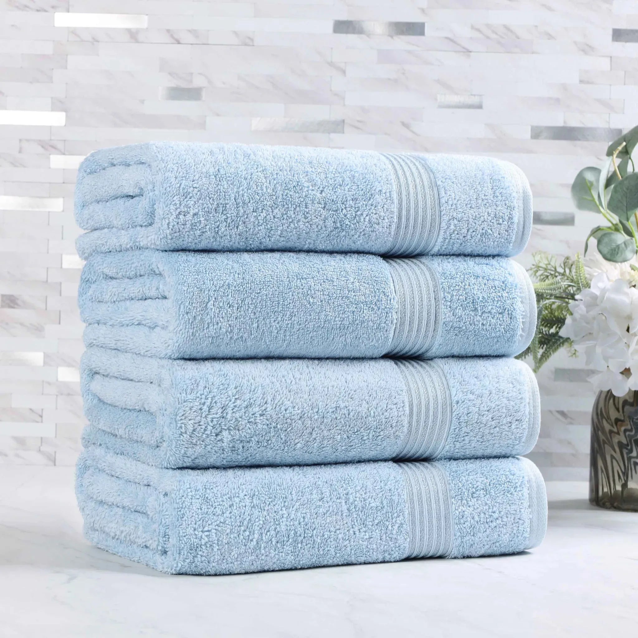 Premium Egyptian Cotton Bath Towels Set of 4 - Ultra Soft & Highly Absorbent Luxury Towels for Spa, Hotel & Home Use