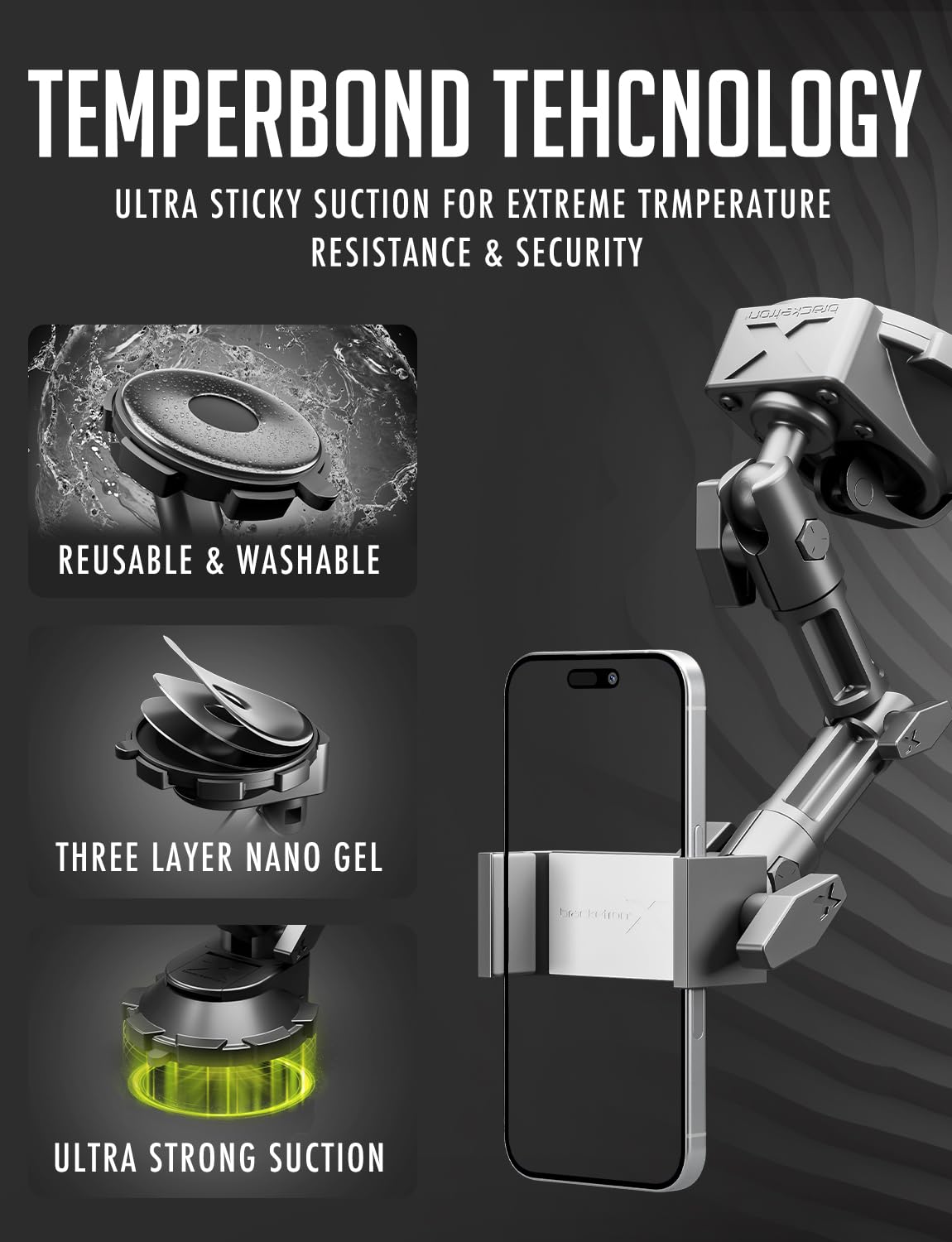 Heavy-Duty Universal Phone Car Mount - HD PRO Dash & Window Metal Clamp Holder for iPhone, Samsung, GPS - BX1-579-2 | Secure Hands-Free Driving, Perfect for Road Trips & Daily Commutes