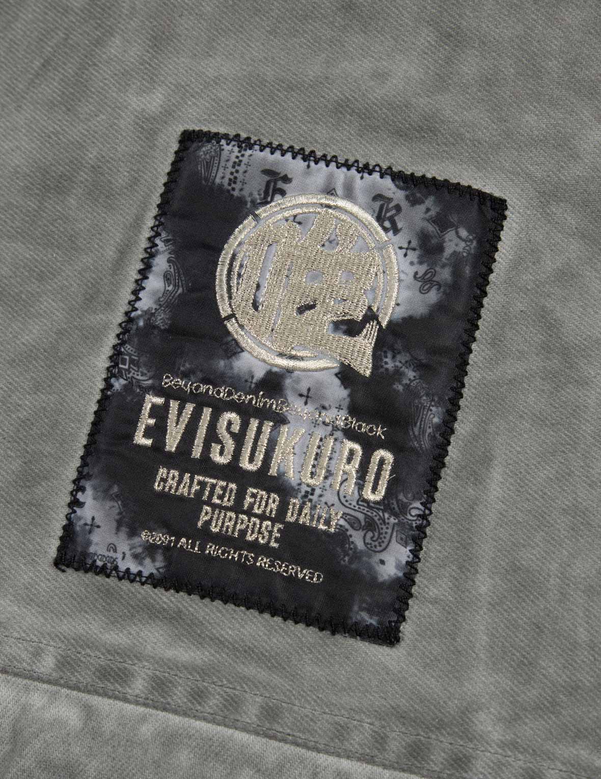 Monogram Embroidered Pockets Relaxed Fit Shirt Jacket for Men - Casual Oversized Denim Shacket for Streetwear & Layering