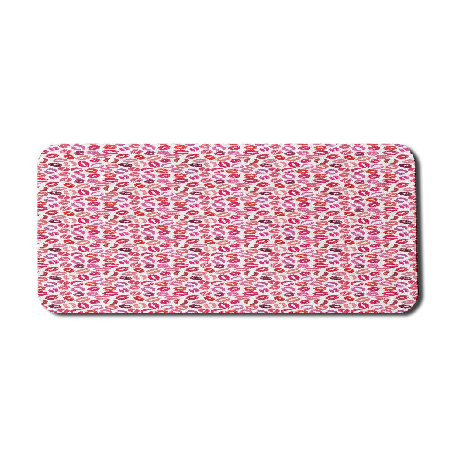 Romantic Love Theme Computer Mouse Pad - Colorful Lipstick Kisses Valentines Art Design, Non-Slip Rubber Gaming Mousepad (35