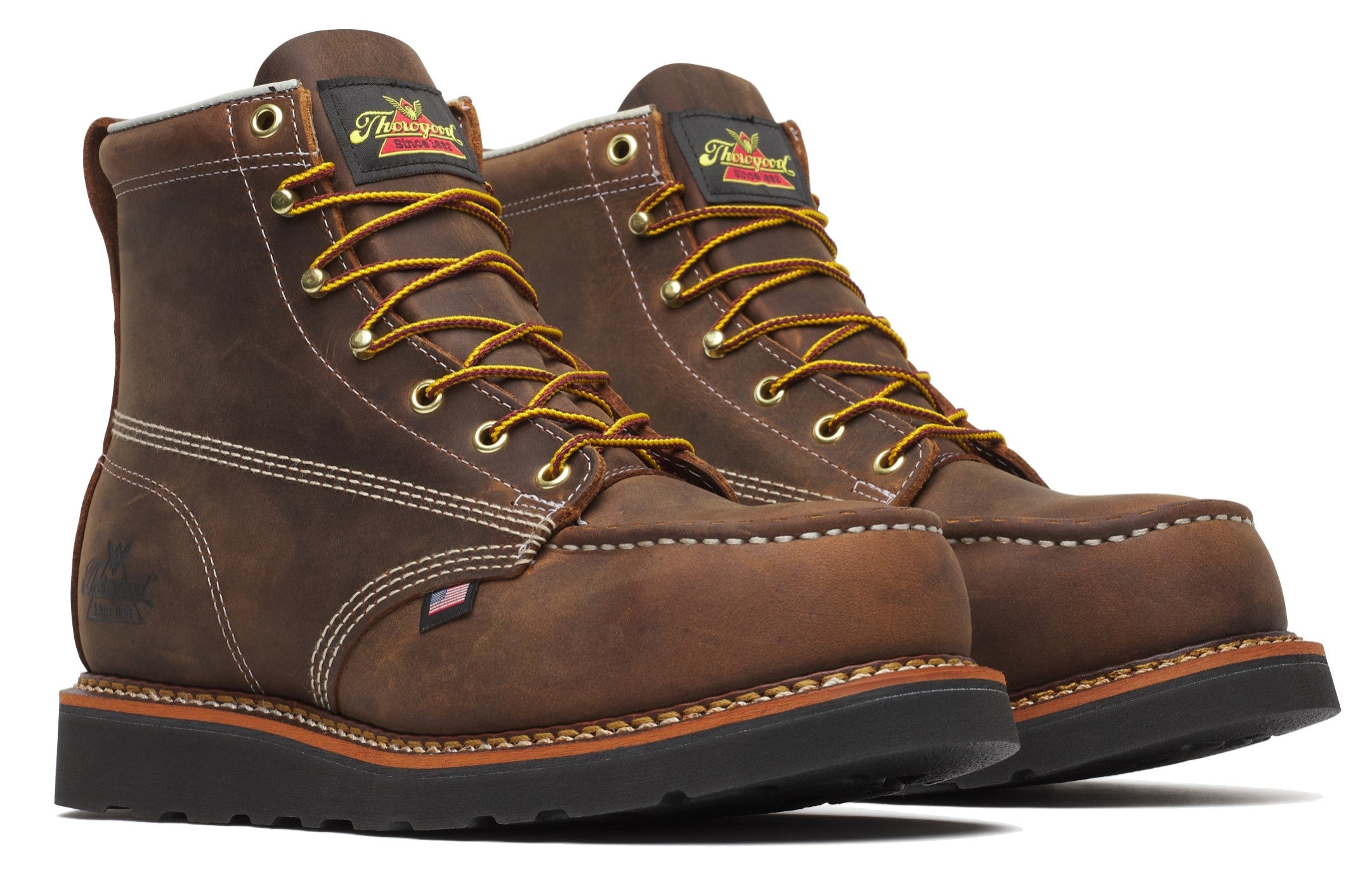 Thorogood 804-4135 Steel Toe Work Boots for Men - Black Safety Wedge Sole, Non-Slip, Electrical Hazard Protection - Ideal for Construction, Warehouse & Industrial Work