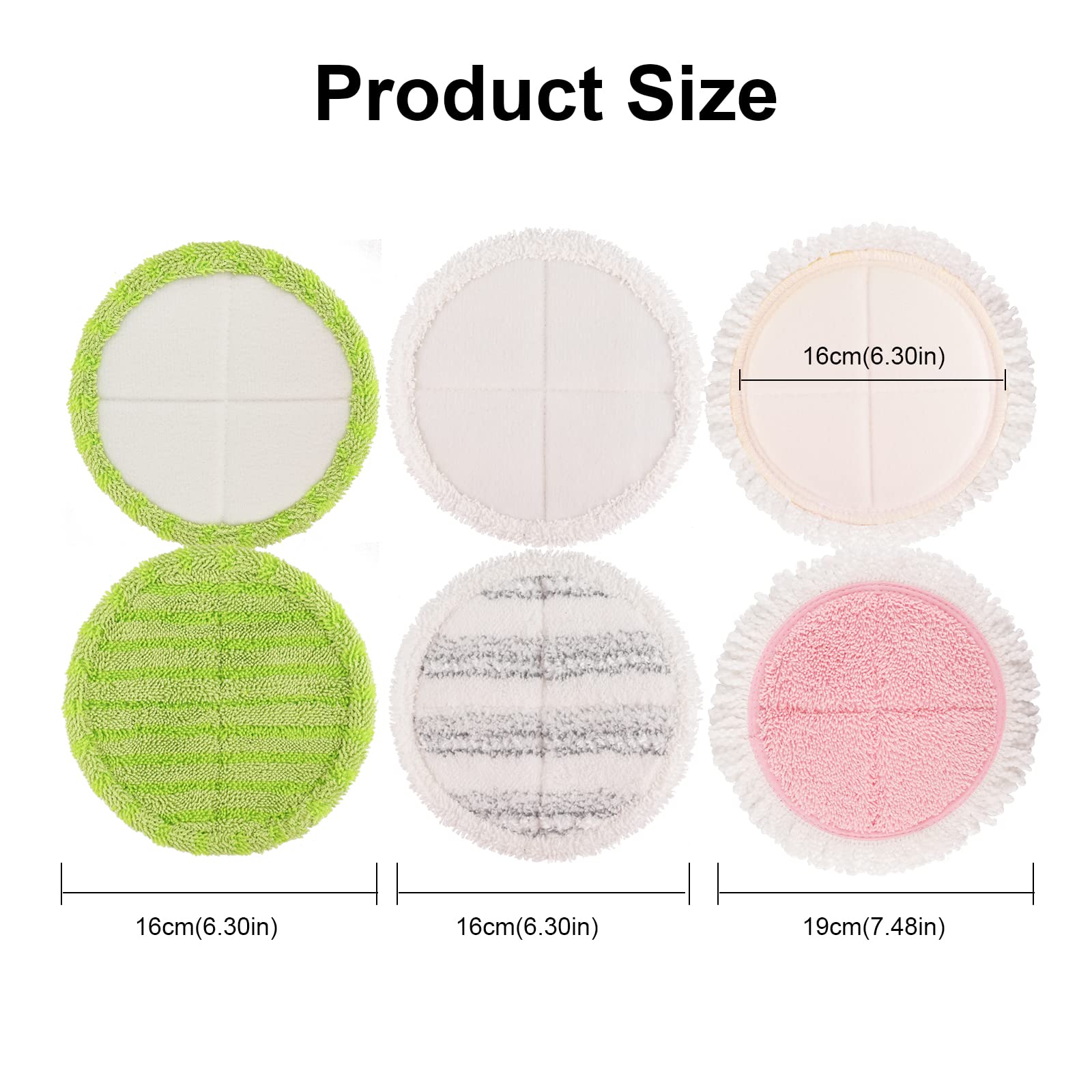6 Pack Replacement Electric Mop Pads for G700 & P700 Mop - 6.3 Inch Washable Cleaning & Waxing Pads - Perfect for Hardwood Floors, Tile, and Laminate Surfaces