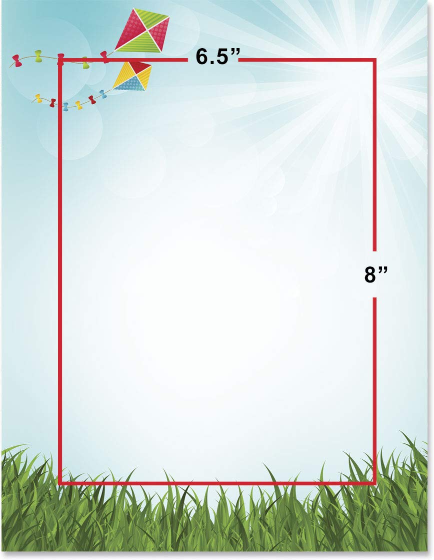 Playful Sunny Kite Flying Rendezvous Invitation Paper - Premium Decorative Stationery Set for Special Events | 8.5 x 11 Letterhead & Border Paper | 100 Sheets Elegant Writing Paper for Parties, Weddings & DIY Crafts