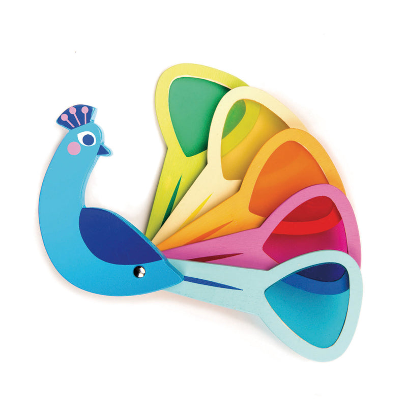 Vibrant Peacock Colors Wooden Toy for Kids - Perfect for Early Learning, Sensory Play & Nursery Decor