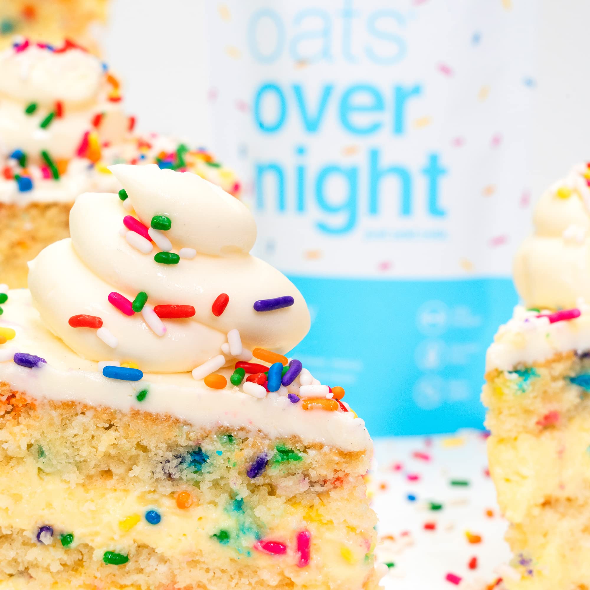 Oats Overnight Birthday Cake Protein Oatmeal - 20g Protein, 5g Fiber Gluten Free Non-GMO Breakfast Shake (8 Pack with BlenderBottle) - Perfect for Quick Morning Meals, Post-Workout Recovery & Healthy On-the-Go Snacking