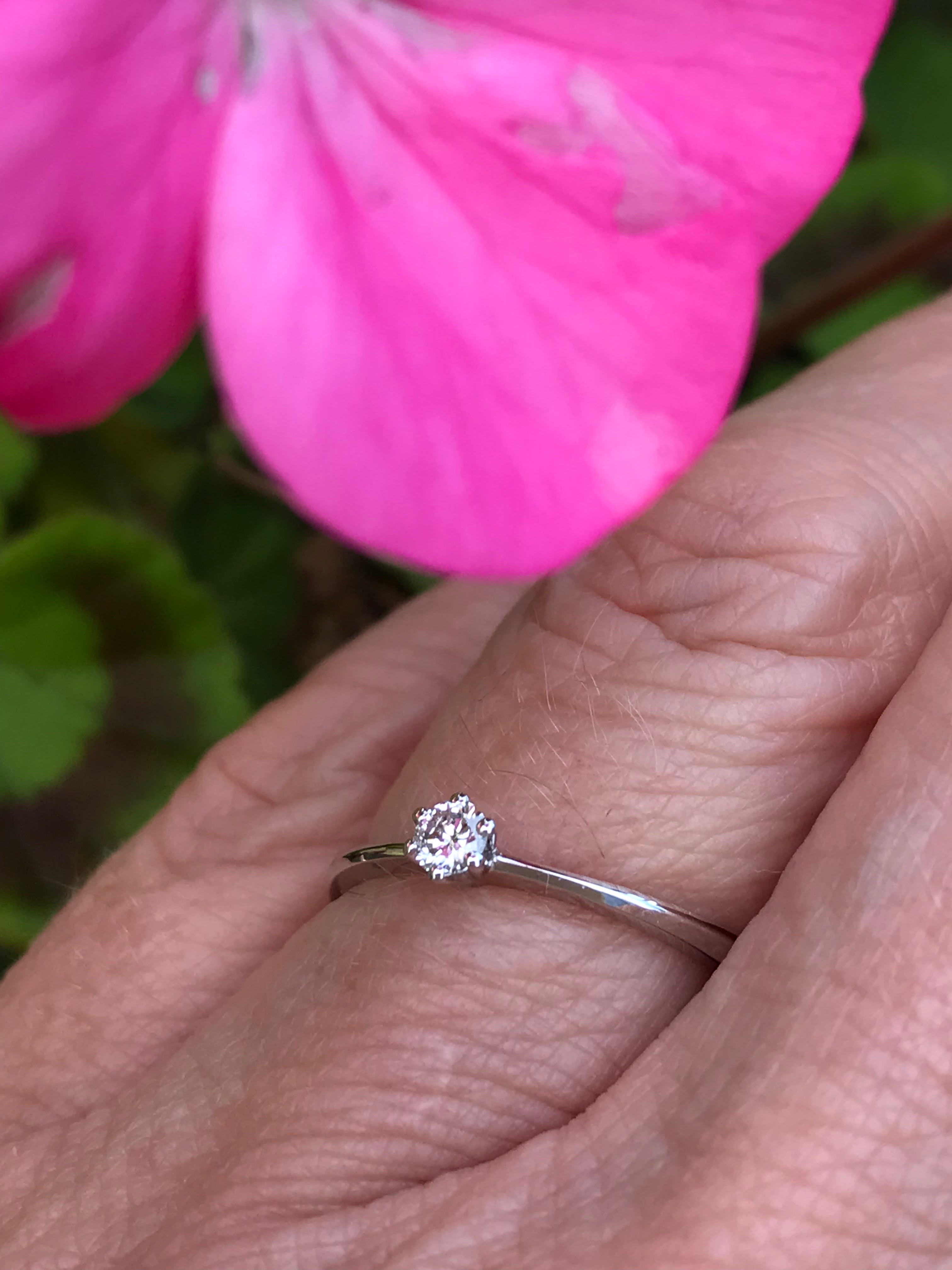 18ct White Gold 0.10ct Natural Diamond 6-Prong Engagement Ring - Size M | Perfect for Proposals, Anniversaries & Special Occasions