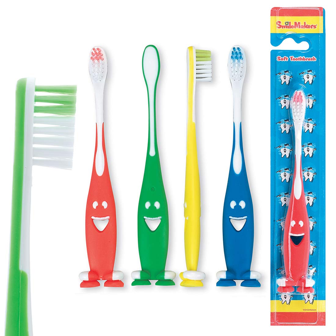 Smiley Face Suction Toothbrushes for Kids - Pack of 48 | Fun Bathroom & Travel Oral Care Essentials for Children
