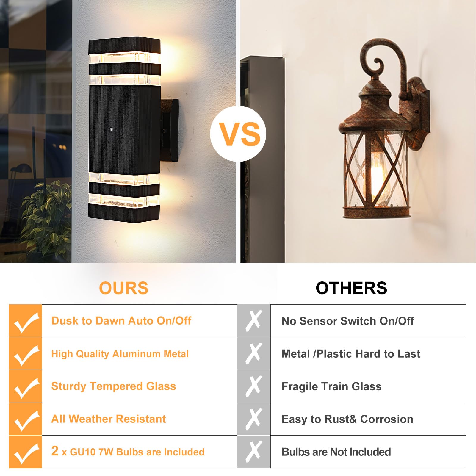 Dusk to Dawn Outdoor Wall Light - 14W LED Waterproof Porch Light for Patio, House, Hallway, Garden & Corridor - Perfect for Nighttime Safety & Ambiance