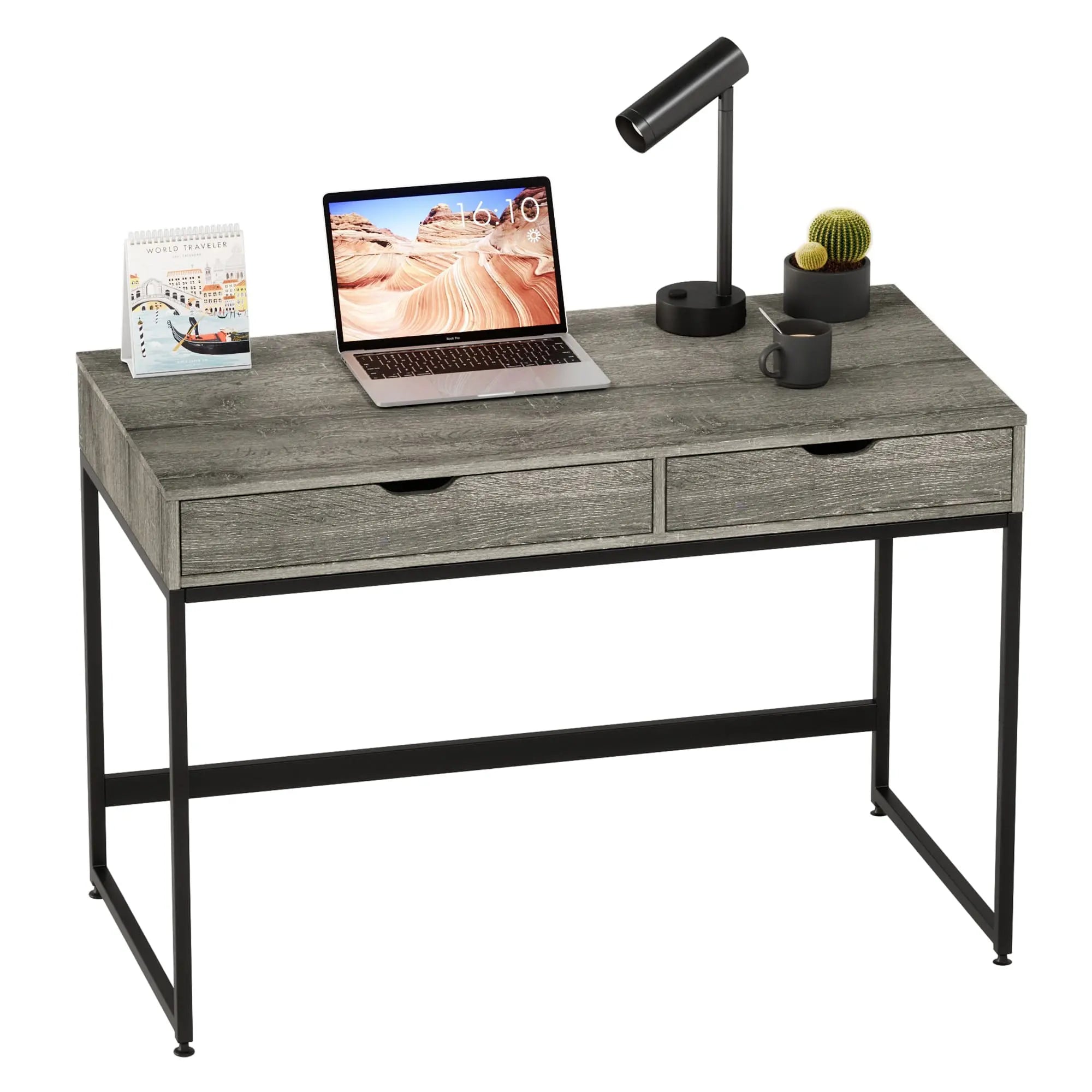 Bestier Modern Rectangular Writing Computer Desk with 2 Drawers - Home Office, Study & Workspace Solution for Small Spaces