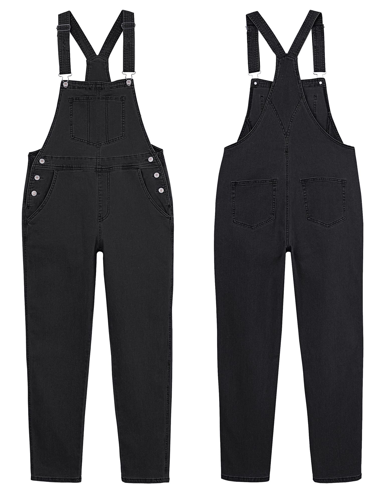 GRAPENT Women's Loose Fit Stretch Denim Overalls - Comfortable Jean Bib Jumpsuit with Pockets | Perfect for Casual Wear, Work, and Outdoor Activities
